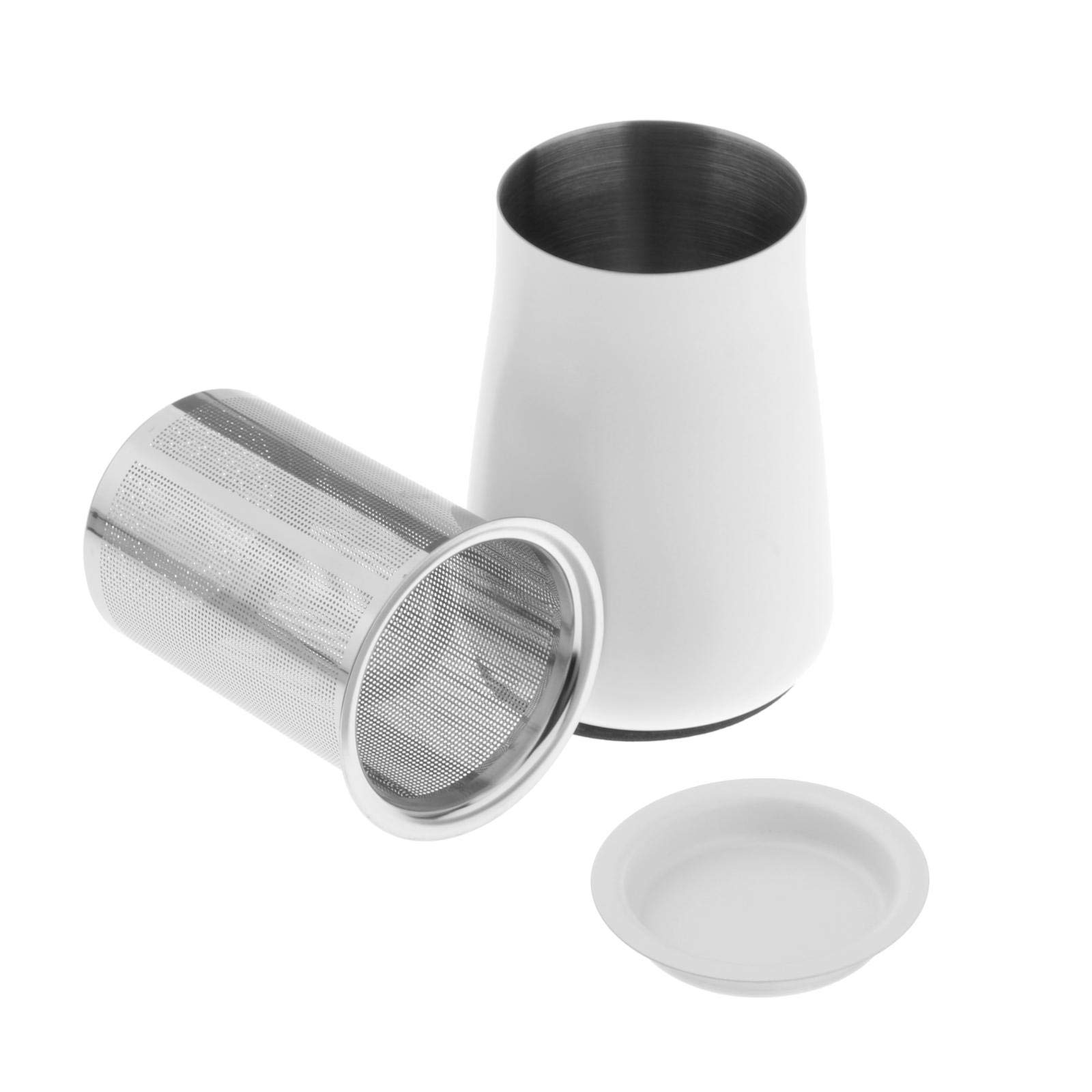 Premium Stainless Steel Coffee Filter Sieve - Durable, Detachable & Easy to Clean - Fine Mesh Powder Strainer for French Press, Pour Over & Cold Brew Coffee Making - White