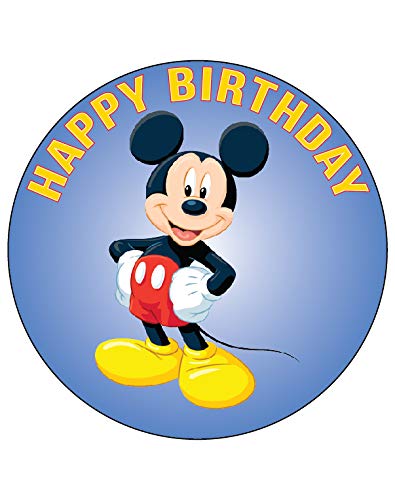 7.5 Inch Racing Mouse Edible Cake Topper - Round Birthday Cake Decorations for Happy Birthday Parties, Baby Showers & Special Events