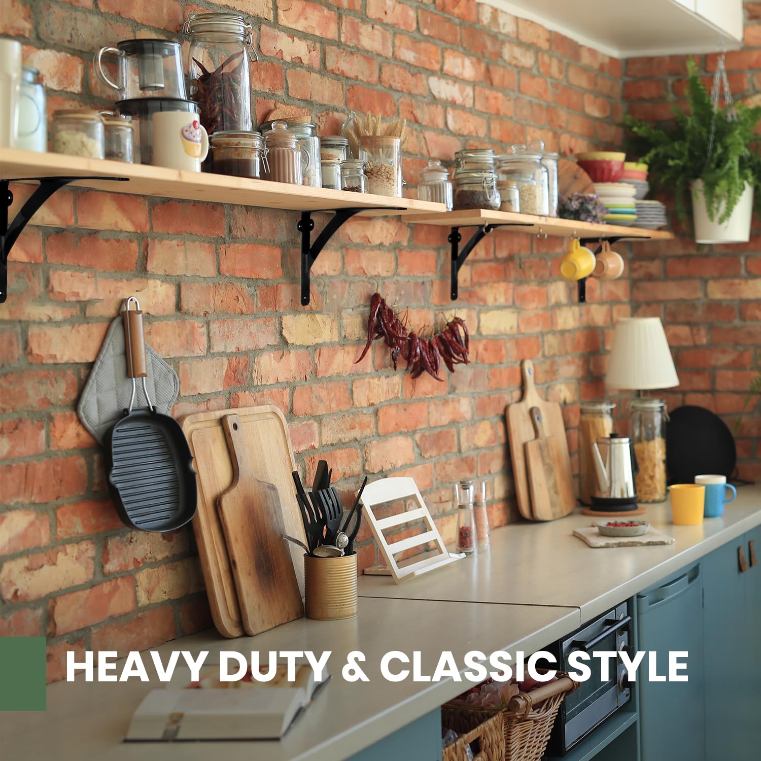 Heavy Duty Black Iron Shelf Brackets for 10