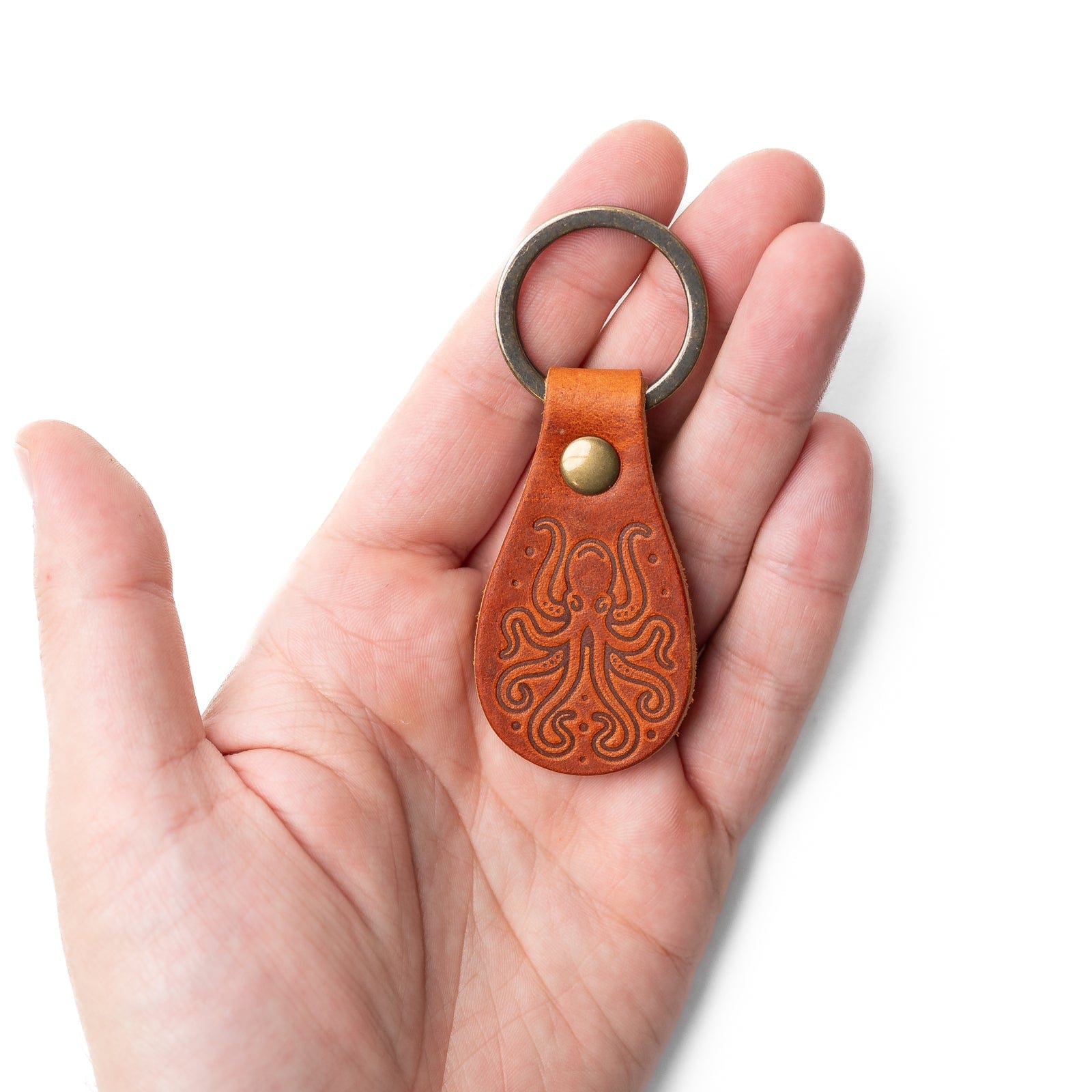Premium Genuine Leather Keychain with Kraken Design - Durable & Stylish Key Holder for Men & Women - Perfect for Gifts, Travel, and Everyday Use