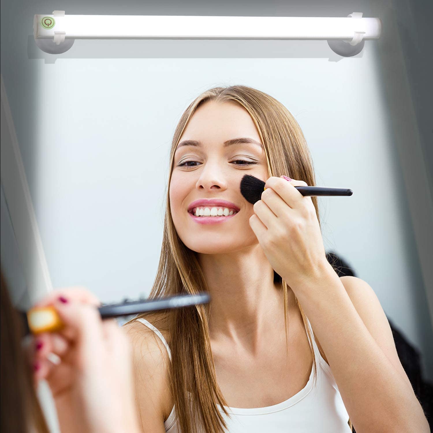 LED Makeup Mirror Lights with 4 Brightness Levels - Portable Vanity Mirror with Touch Control & Rechargeable Battery - Simulated Daylight for Flawless Makeup Application - Perfect for Home, Travel, and Professional Makeup Artists