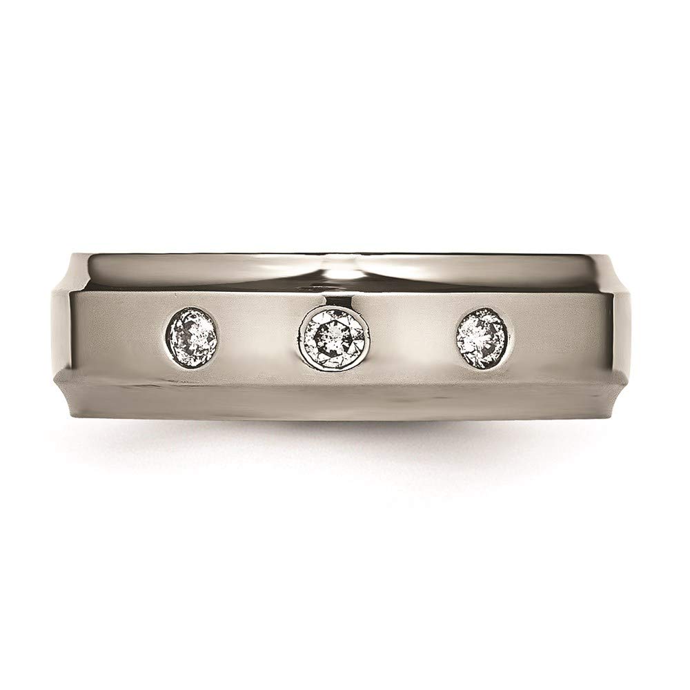 1/5 Carat Diamond Titanium Wedding Band for Men - Polished Chisel Edge Design TB433A - Perfect for Engagement, Anniversary & Everyday Wear