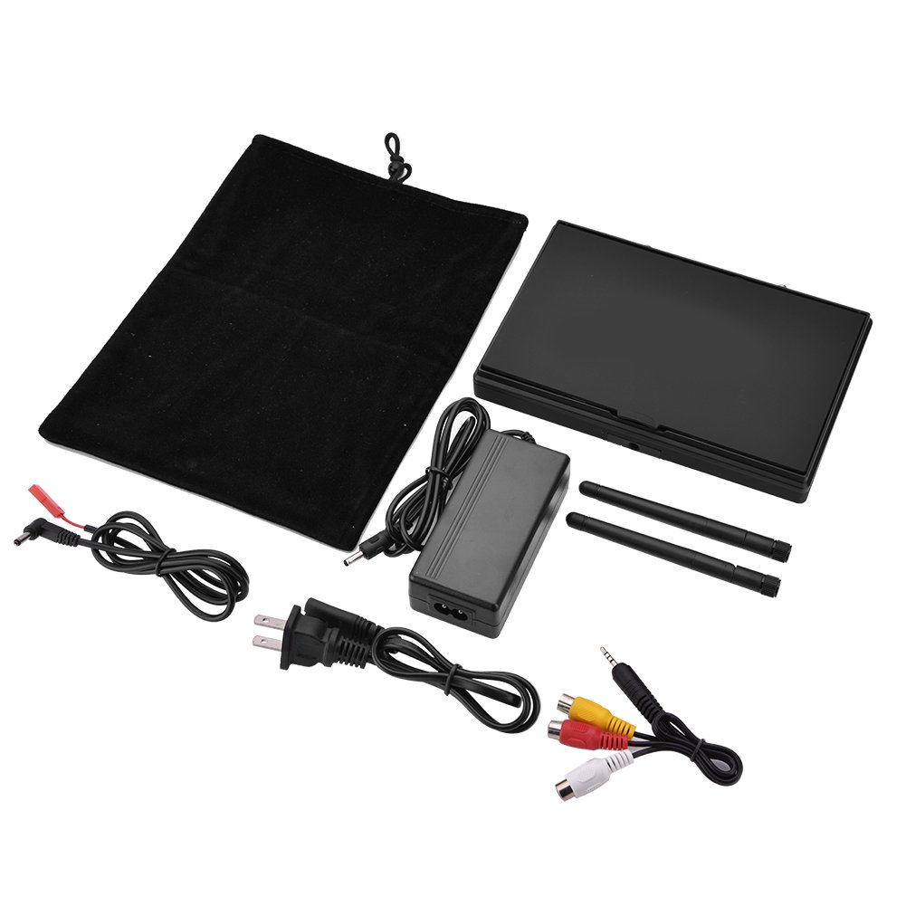 5.8GHz FPV Monitor with Dual Receiver - 7 Inch LCD Screen, 40 Channels, Wireless Receiver for FPV Drones & Quadcopters - Ideal for Racing, Aerial Photography, and Drone Training (140/120 Degree Viewing Angle)