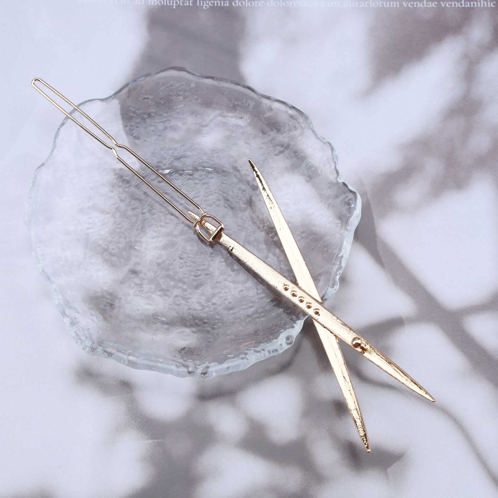 Minimalist X-Shaped Hair Clips - Gold Metal Geometric Hairpins & Barrettes for Women & Girls | Elegant Hair Accessories for Weddings, Parties & Everyday Styling