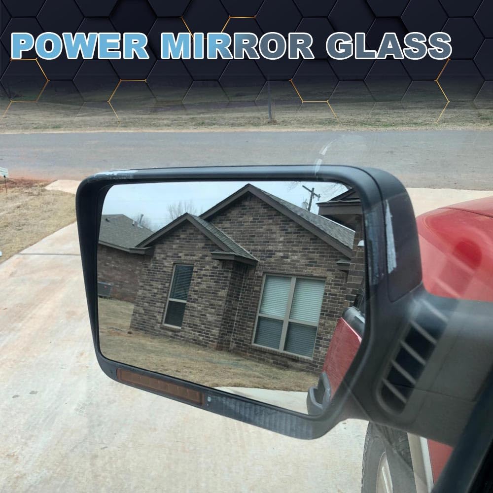 PIT66 Power Heated Mirror Glass Replacement for Ford F150 & Mark LT (2004-2010) - Left & Right Side Exterior Truck Mirrors - Perfect for Off-Roading, Towing & Daily Driving
