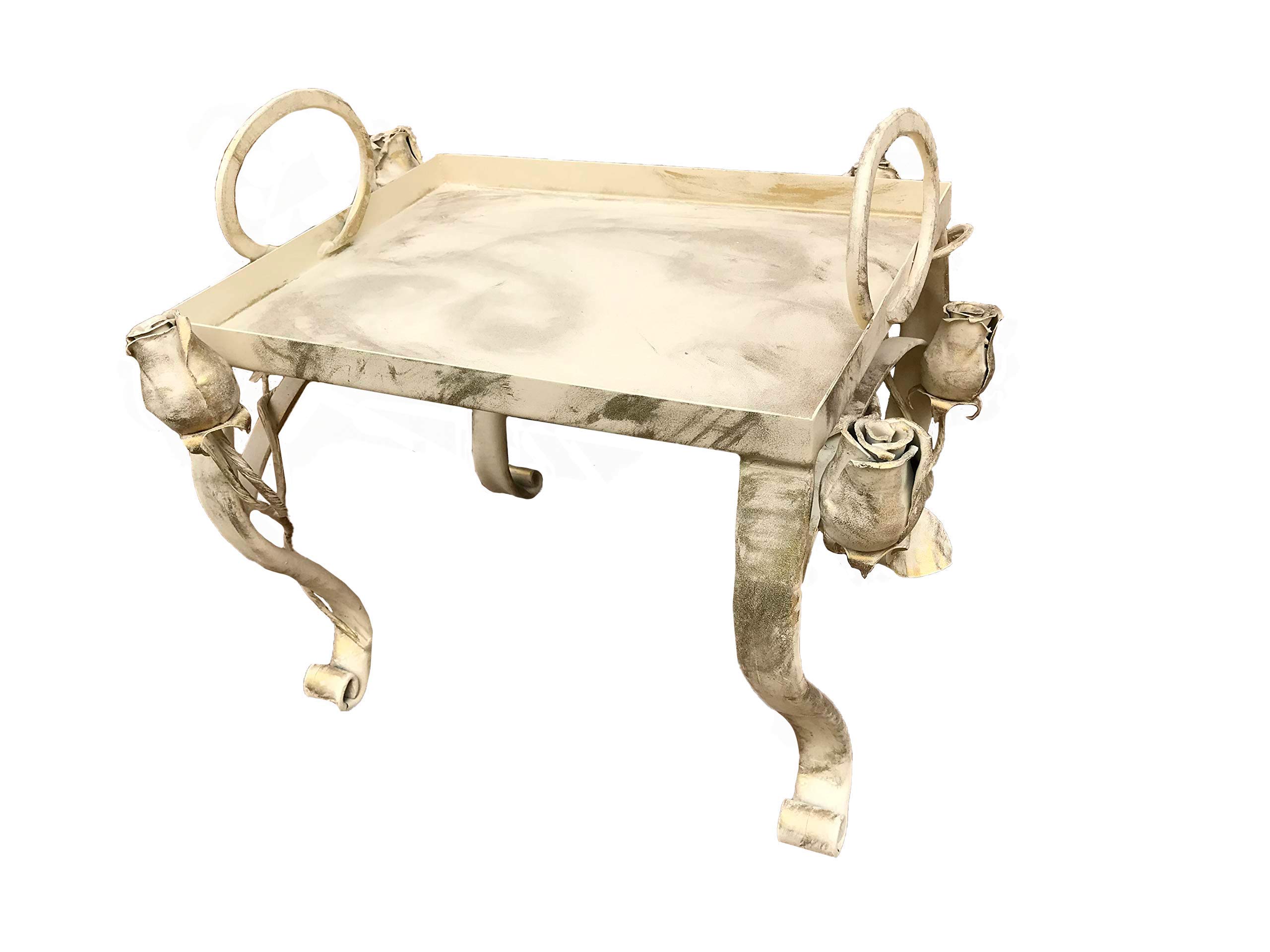 Elegant Iron Breakfast in Bed Tray with Rose Floral Design - Perfect Anniversary Gift for Her, Serving Tray for Coffee, Tea & Snacks - Ideal for Romantic Mornings, Mother's Day & Bedroom Decor