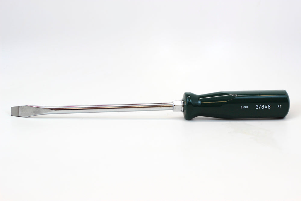 3/8 x 8 Inch Slotted Screwdriver - Ergonomic Non-Slip Grip for DIY, Home Repair & Automotive Maintenance - Perfect for Tight Spaces and Electrical Work