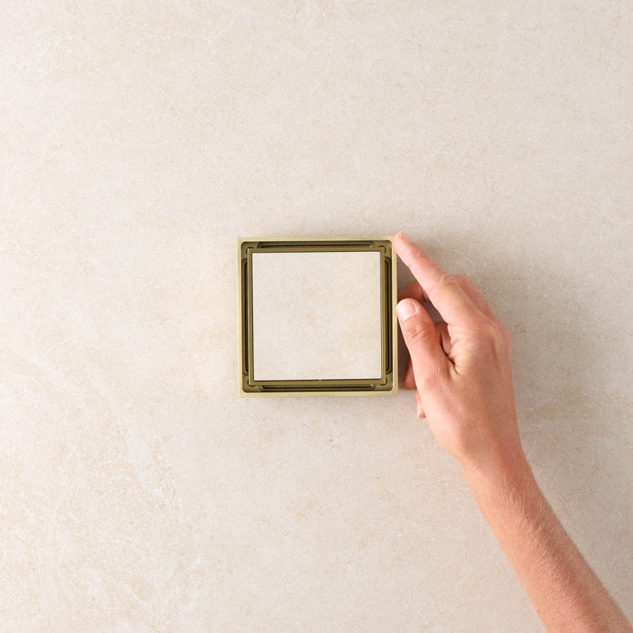 Brushed Brass Tile Insert Floor Waste Drain - Perfect for Bathroom, Shower & Laundry Room Floor Drainage