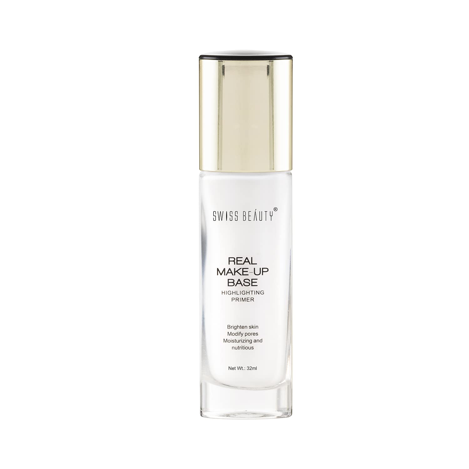 Swiss Beauty Real Makeup Base Highlighting Primer | Hydrating Poreless Face Primer with Natural Glow Finish | Shade - Natural Tint, 32ml | Perfect for Daily Makeup, Bridal Looks & Photo Shoots