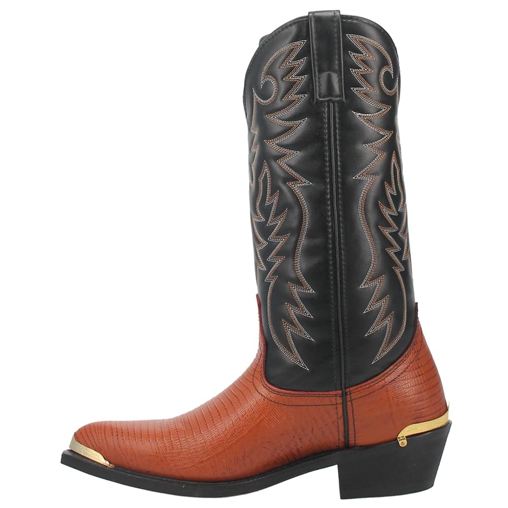 Laredo Men's Atlanta Lizard Print Pointed Toe Dress Boots - Mid Calf Western Cowboy Boots for Men, Black Leather Formal Boots for Office, Wedding & Night Out