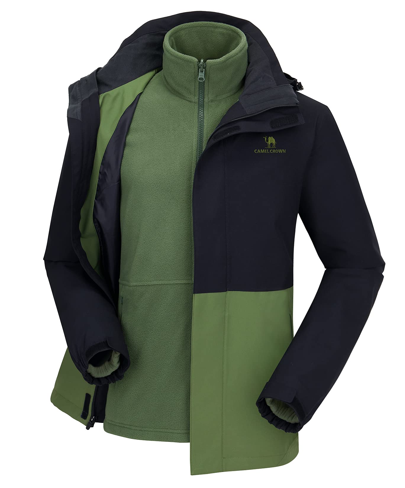 CAMELSPORTS Men's 3-in-1 Waterproof Ski Jacket - Winter Snow Jacket with Hood, Windproof & Thermal Insulated for Mountain Climbing, Snowboarding & Outdoor Activities