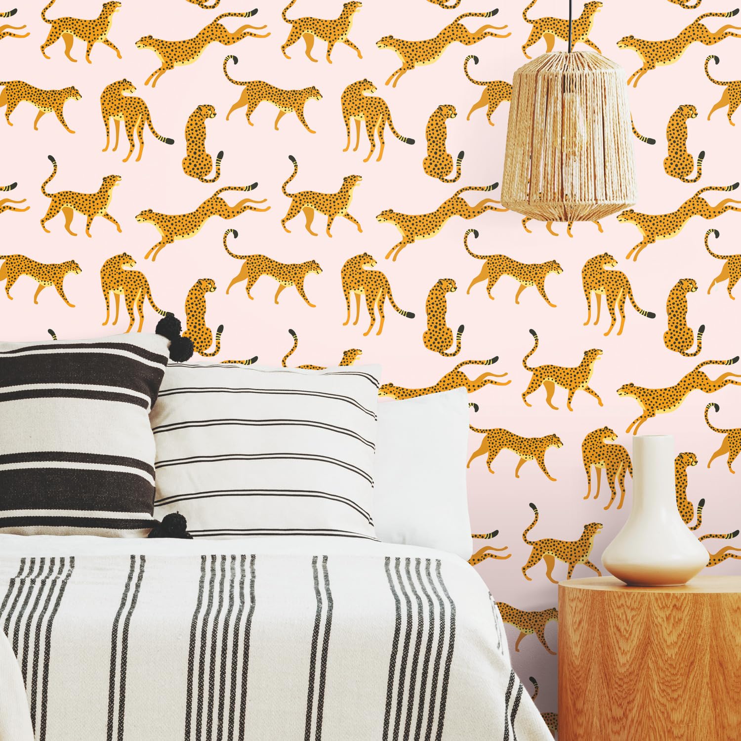RoomMates Cheetah Print Peel and Stick Wallpaper - Self-Adhesive Removable Wall Decal for Bedroom, Nursery, Dorm & Home Decor