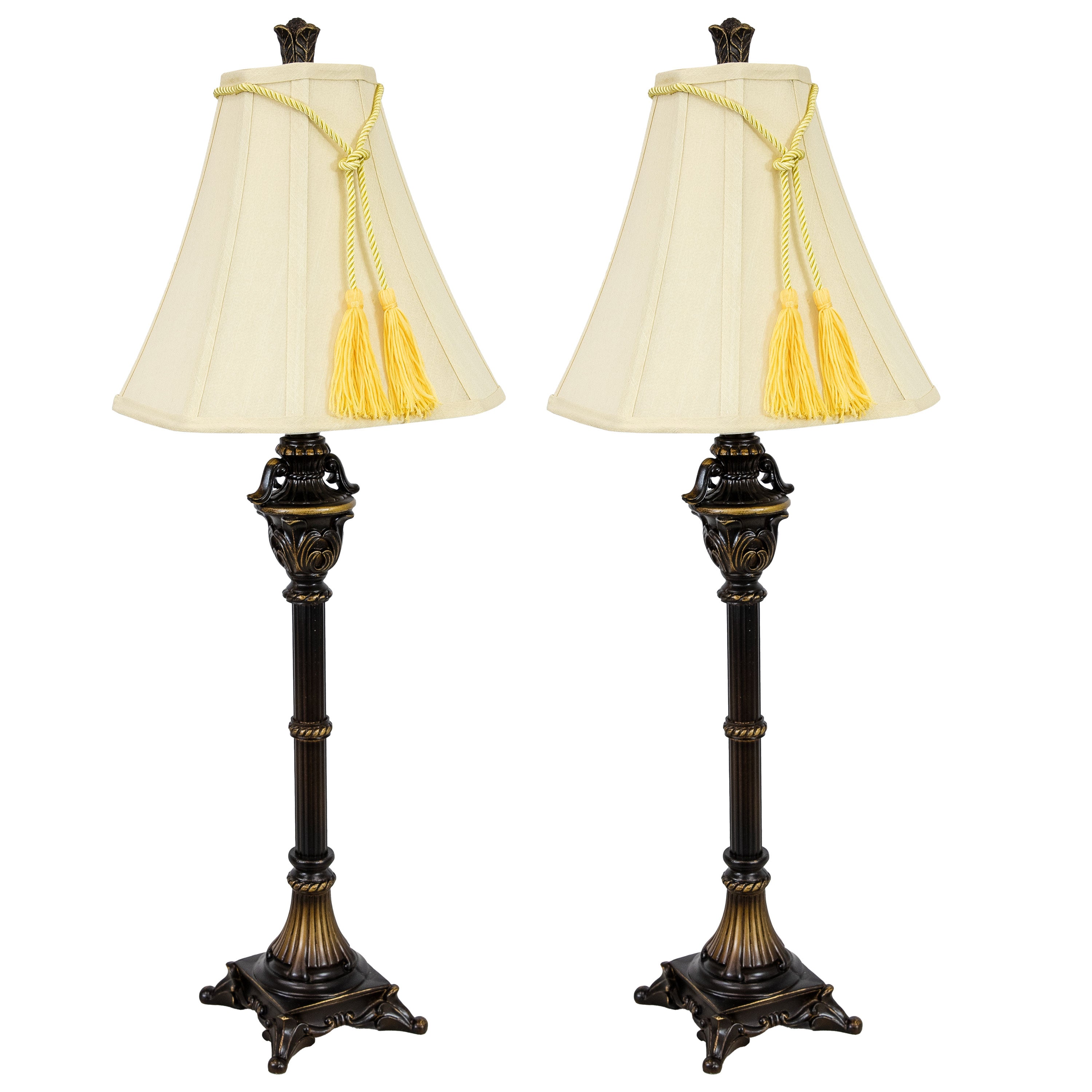 Sunnydaze Home Grandeur Resin Table Lamp Set of 2 - 28.75 Inch Height, Modern Decorative Lighting for Living Room, Bedroom & Office - Warm White LED Bulb Included