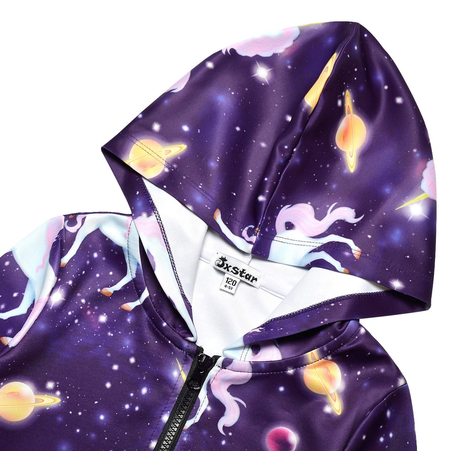 Girls Zip Up Hoodie Jacket - Cute Unicorn & Cat Print Pullover Sweatshirt with Kangaroo Pockets | Warm Fleece-Lined Outerwear for School, Playdates & Outdoor Activities