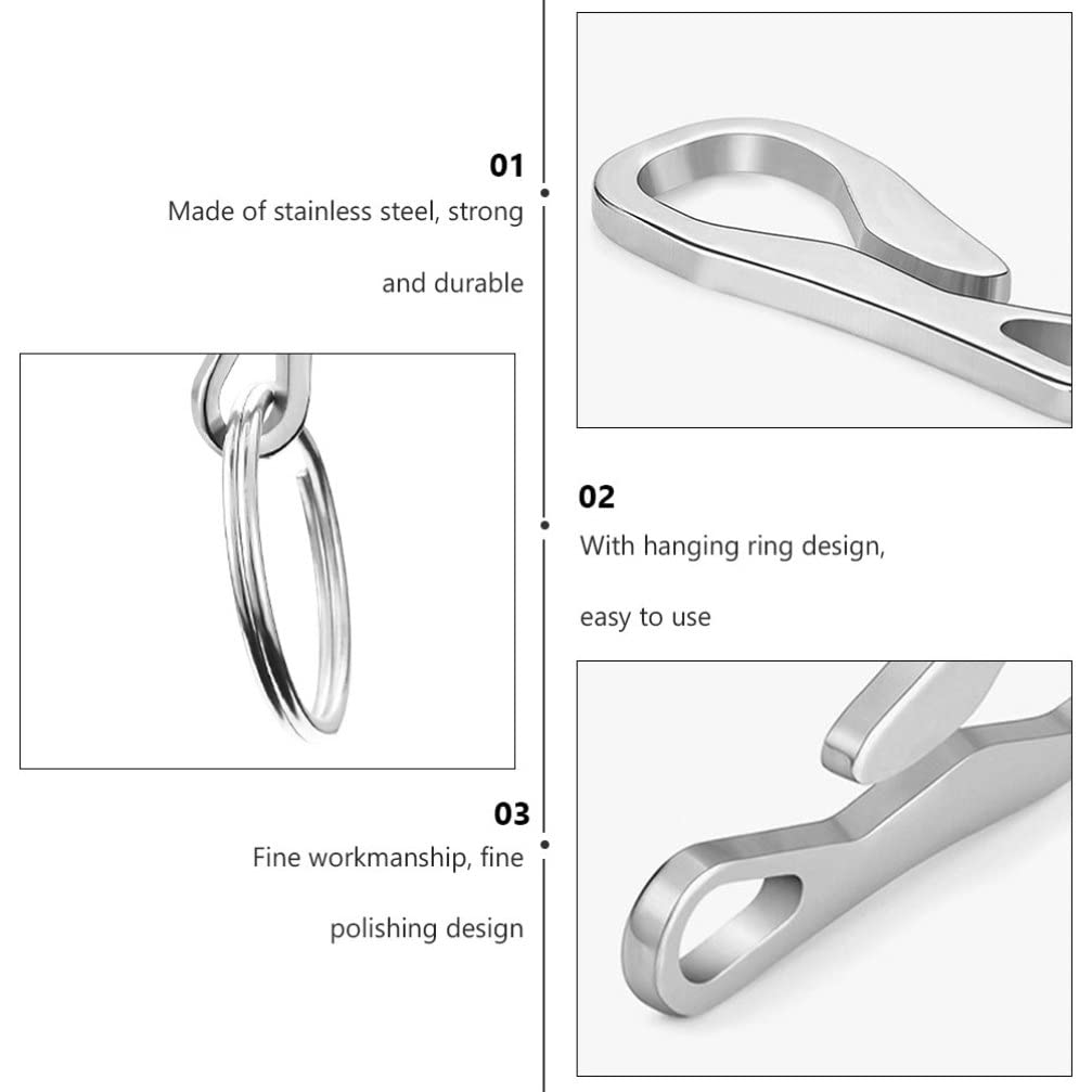 4-Pack Stainless Steel Keychain Clips with Carabiner Hooks - Durable Key Rings for Keys, Outdoor Gear & Hanging Accessories - Perfect for Home, Office, Camping and Travel Organization