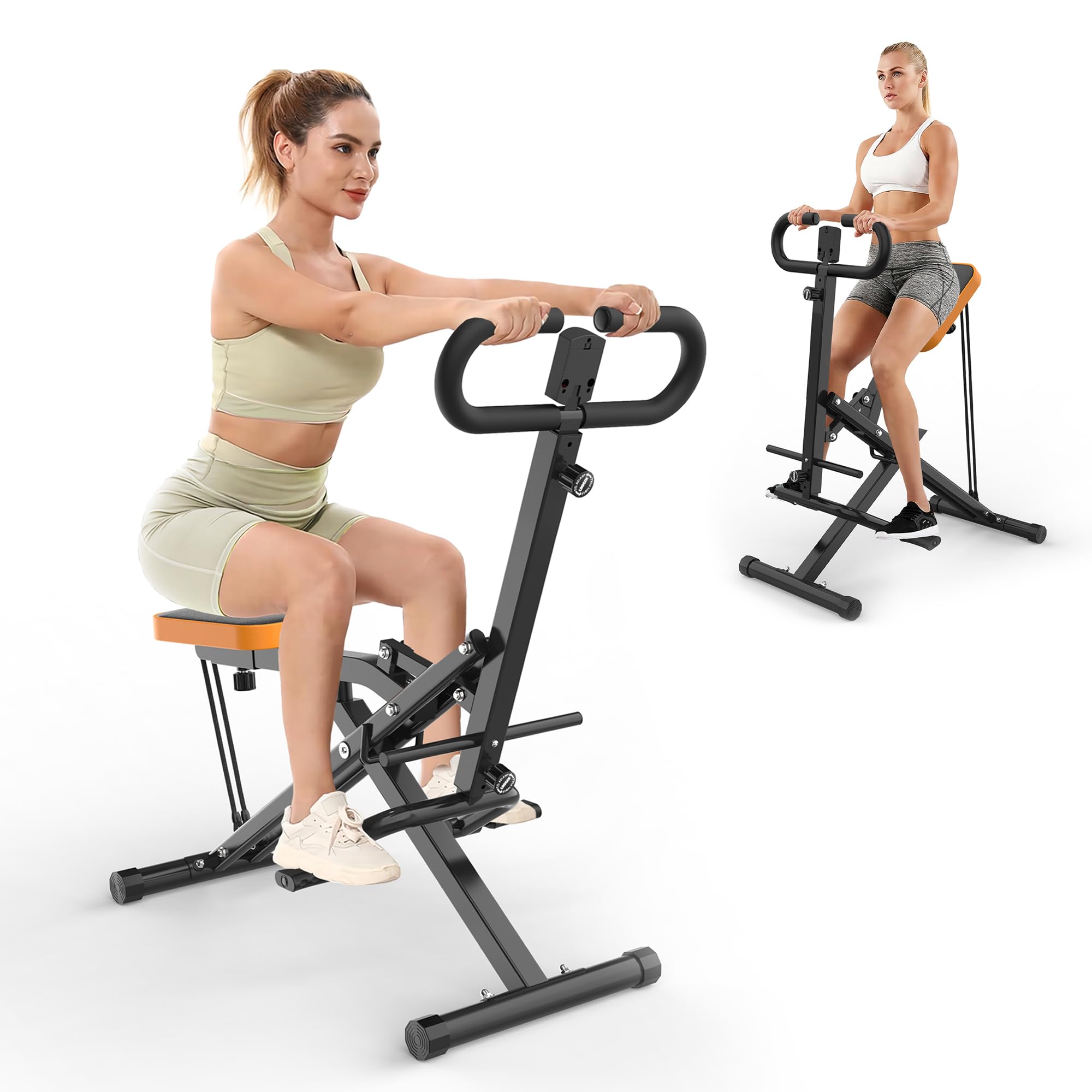 Foldable Squat Machine for Home - Adjustable Resistance Squat Ride & Rowing Exercise Equipment for Glute, Leg & Cardio Workout | Perfect for Home Gym, Small Spaces & Full-Body Training
