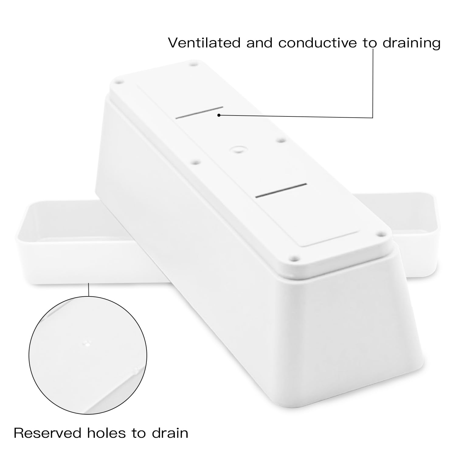 Lainrrew 3 Pack White Window Box Planters - 12 Inch Rectangular Plastic Flower Pots with Drainage Trays | Perfect for Balcony, Windowsill, Garden & Home Office Decor | Indoor & Outdoor Plant Containers for Herbs, Flowers & Succulents