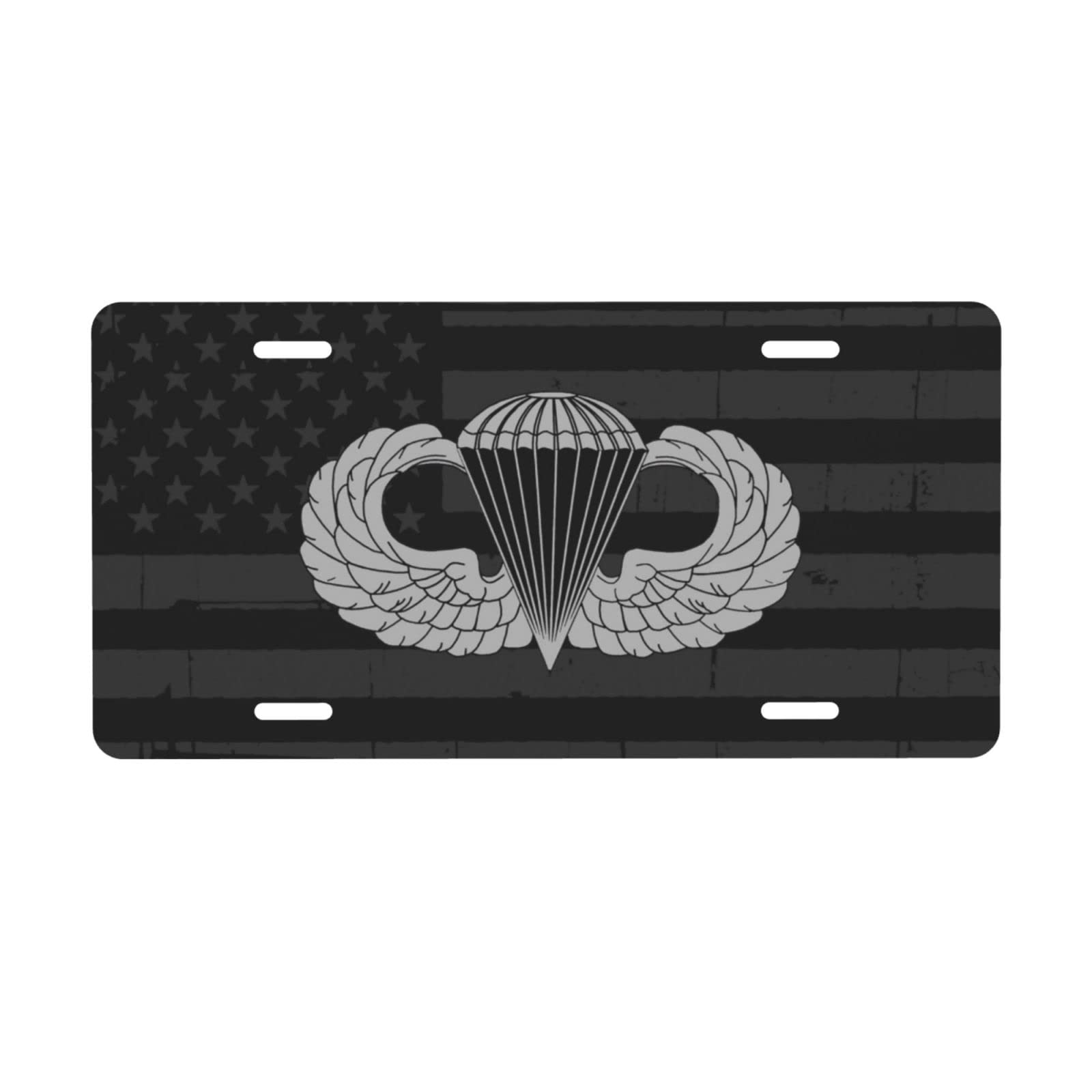 US Army Paratrooper Wings Custom Metal License Plate - 6x12 Inch Durable Aluminum Car Tag - Military Themed Auto Accessory for Trucks, Jeeps & Veteran Vehicles