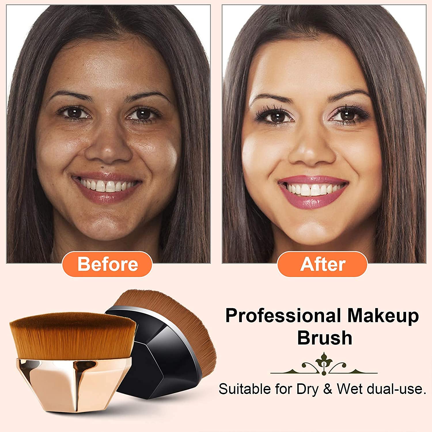 Jibaro Large Foundation Brush - Premium Mineral Powder & Flat Top Kabuki Brush for Flawless Makeup Application | Perfect for Liquid, Cream & Powder Cosmetics | Ideal for Professional Makeup & Everyday Beauty Routine