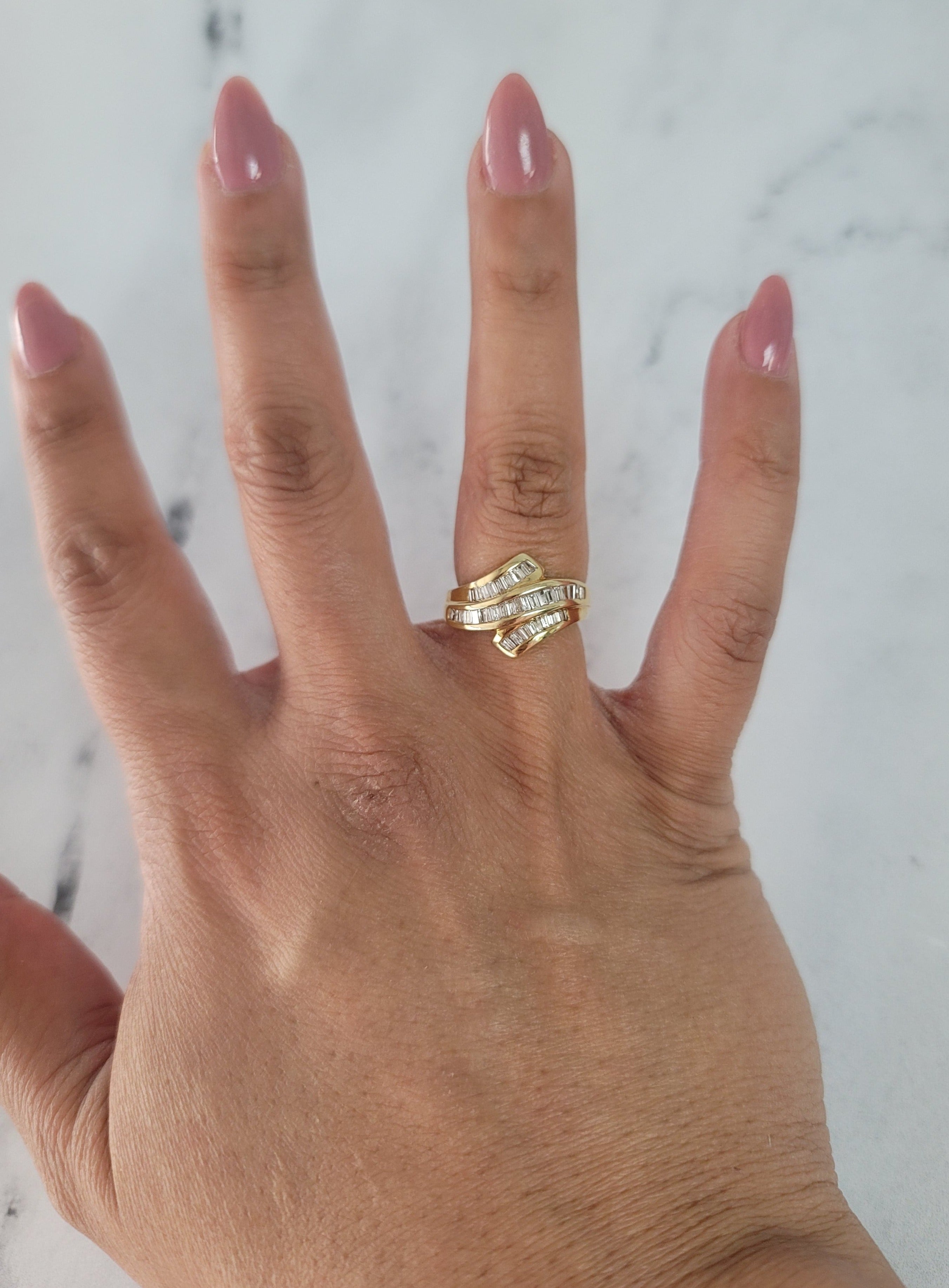 Elegant Baguette Ribbon Style Diamond Ring for Women – Perfect for Engagement, Wedding, Anniversary & Special Occasions