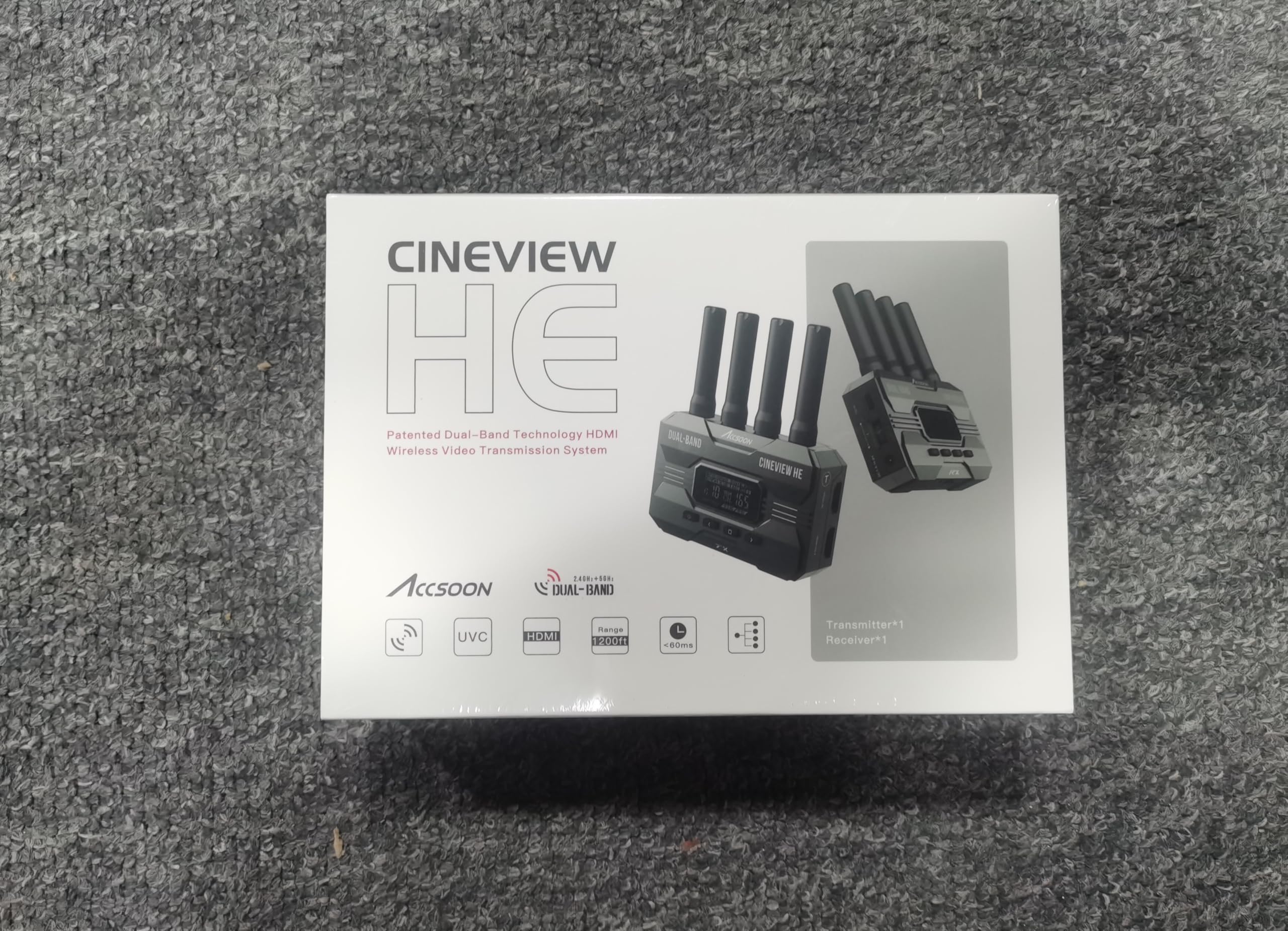 Accsoon CineView HE HDMI Wireless Video Transmitter & Receiver Kit - 2.4GHz/5GHz Dual-Band System, 0.06s Low Latency, 1200ft Range, 4-Device Monitoring for Film Production, Live Streaming & Broadcast