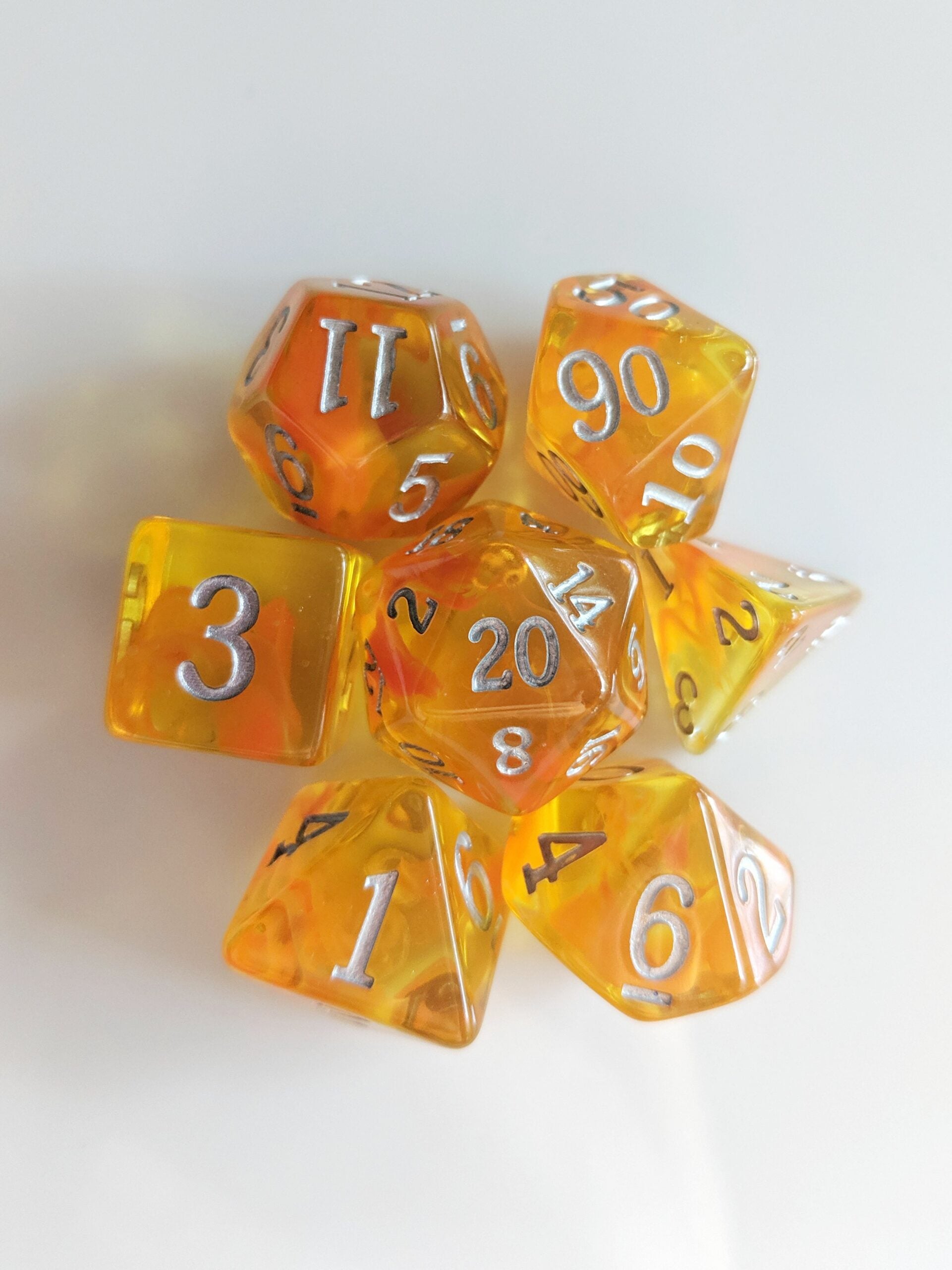Amber Nebula Dice Set - 7 Piece Polyhedral Dice for D&D, RPG, and Tabletop Games | Perfect for Dungeons & Dragons, Pathfinder, and Board Game Enthusiasts