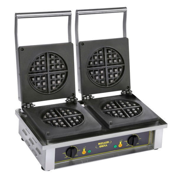 Equipex GED75 Commercial Double Waffle Maker - 208-240V Electric Roller Griddle - Perfect for Restaurants, Cafes & Breakfast Catering