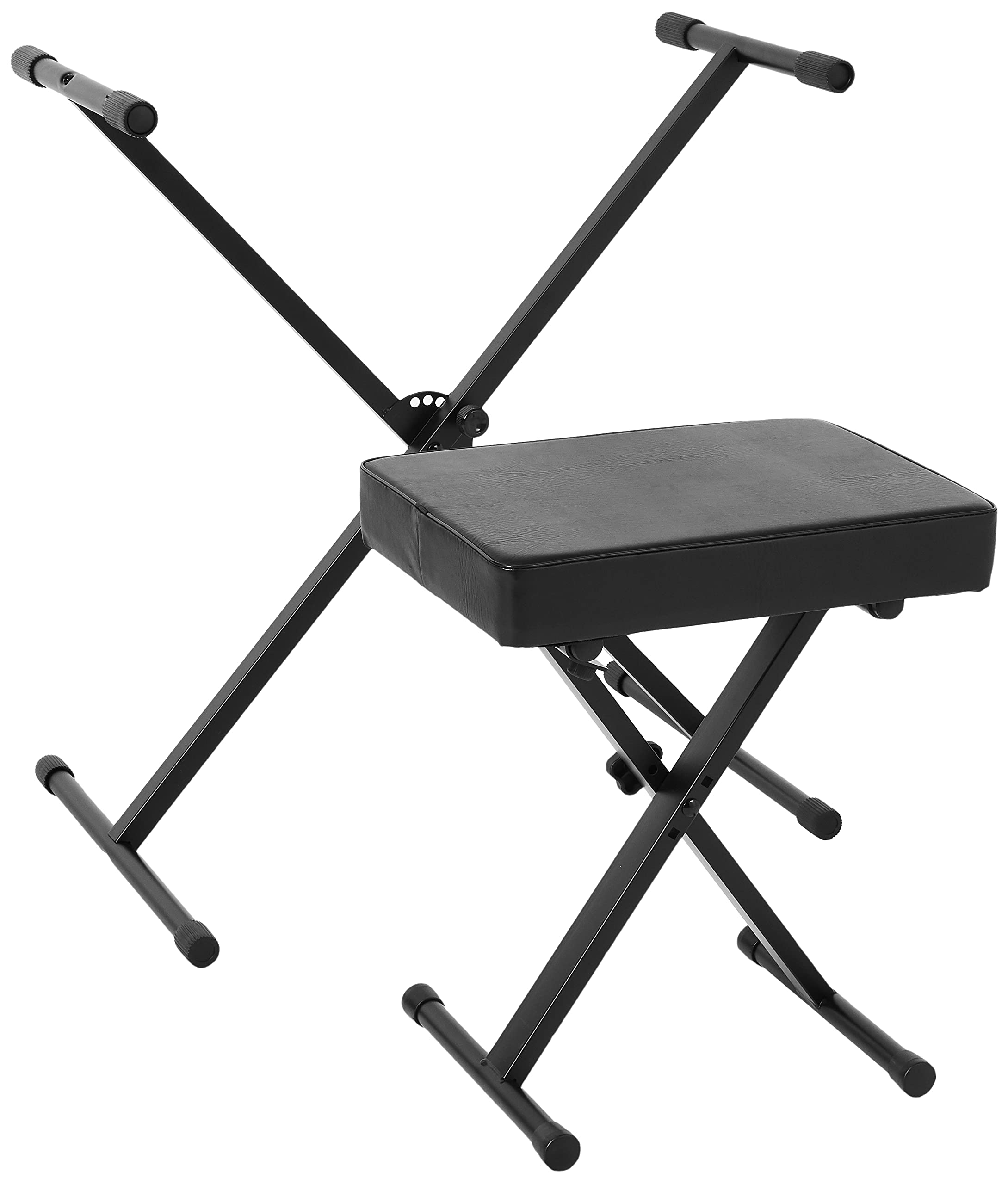 World Tour Single X Keyboard Stand with Deluxe Bench - Heavy Duty Adjustable Piano Stand for Musicians - Perfect for Home Studios, Live Performances & Music Classrooms