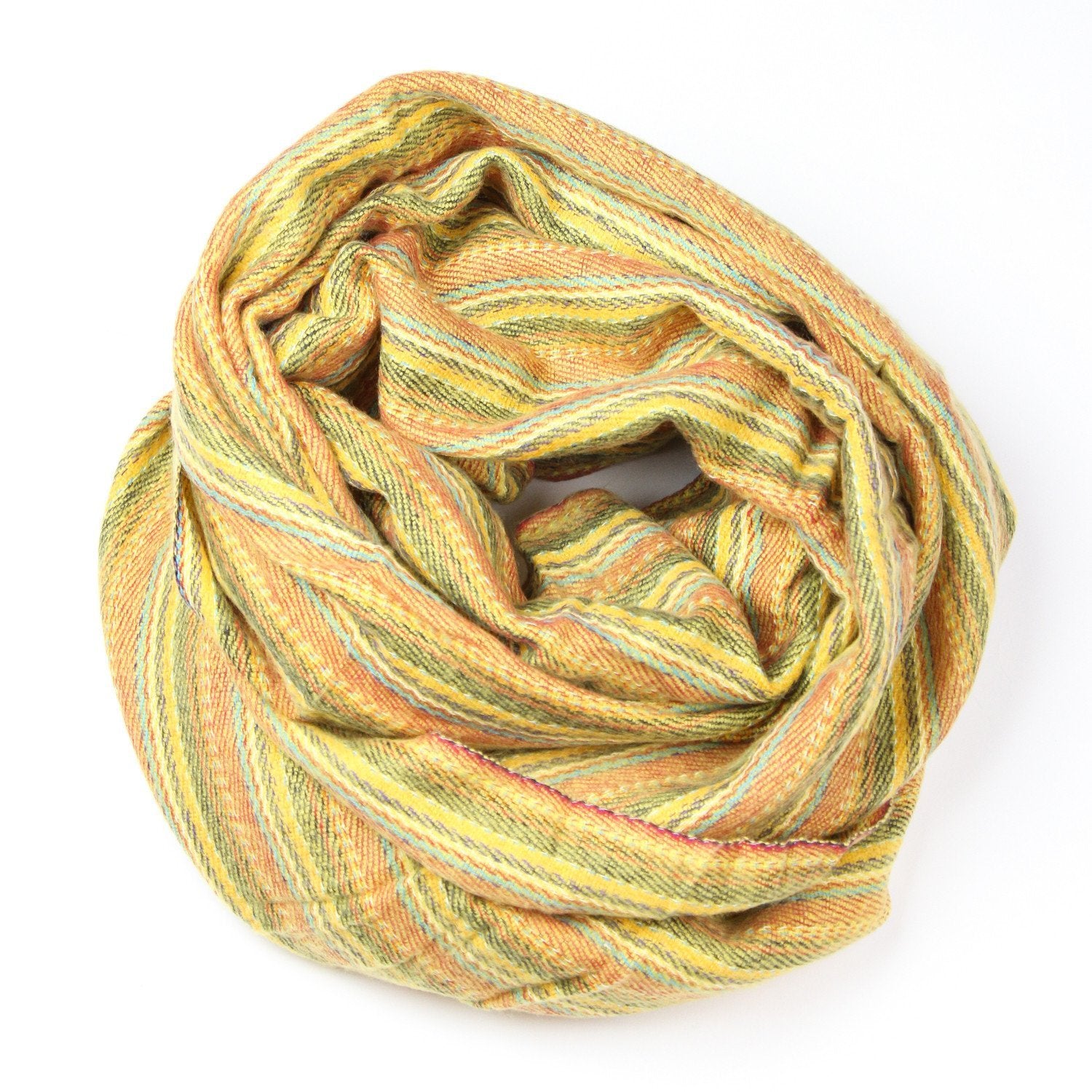 Hand Woven Yellow Striped Scarf - Soft Lightweight Fashion Accessory for Women & Men - Perfect for Winter, Fall, and Everyday Outfits