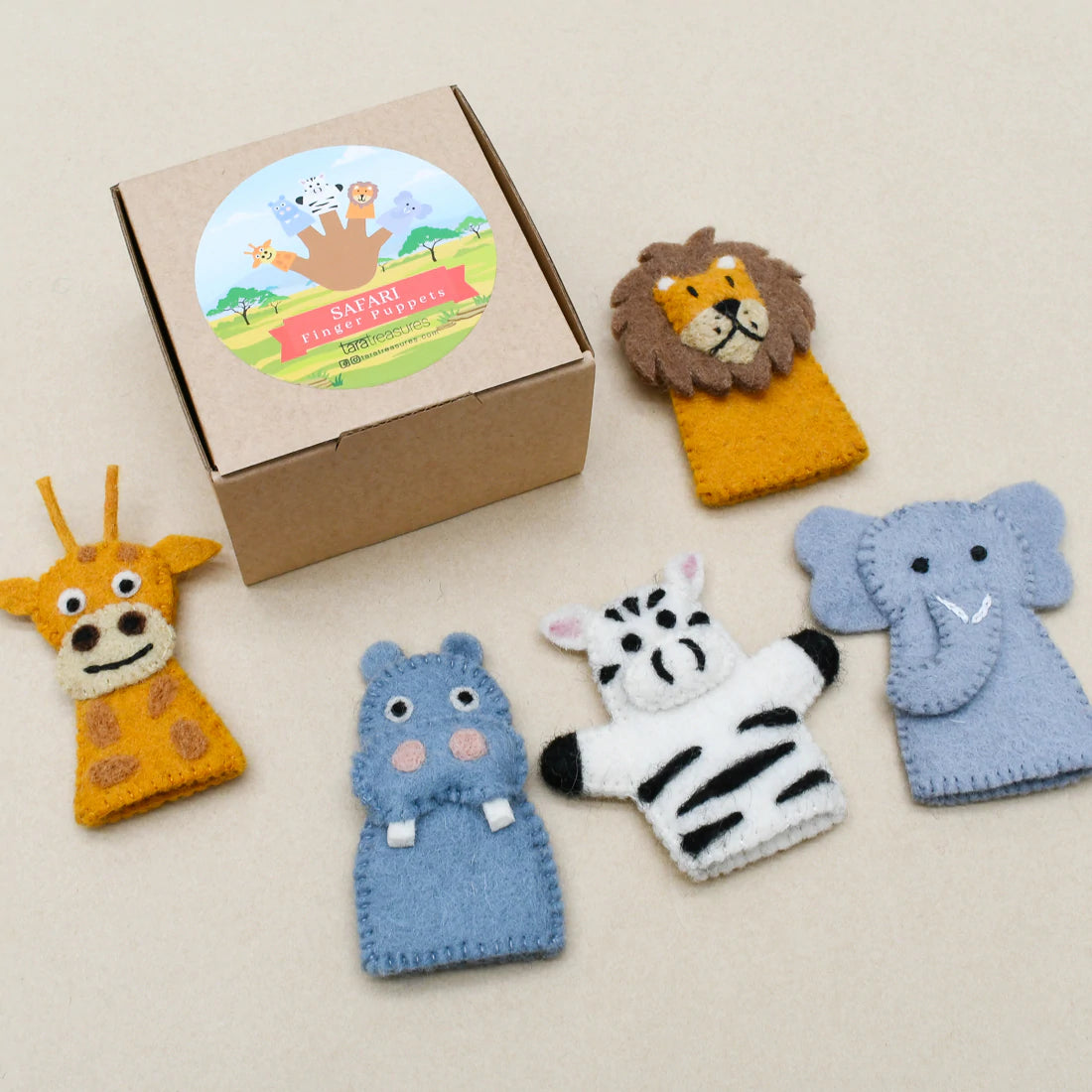 Wild Safari Animal Felt Finger Puppets Set - Lion, Elephant, Giraffe for Kids Storytelling & Early Education | Perfect for Classroom, Playtime & Interactive Learning
