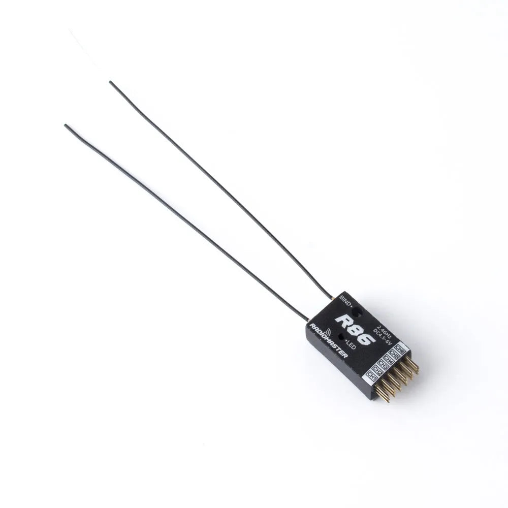 RadioMaster R86 2.4GHz 6CH Long Range Nano Receiver (Over 1KM) - PWM, FrSky D8 Compatible, RSSI Support for RC Drones, FPV Racing & DIY Quadcopters