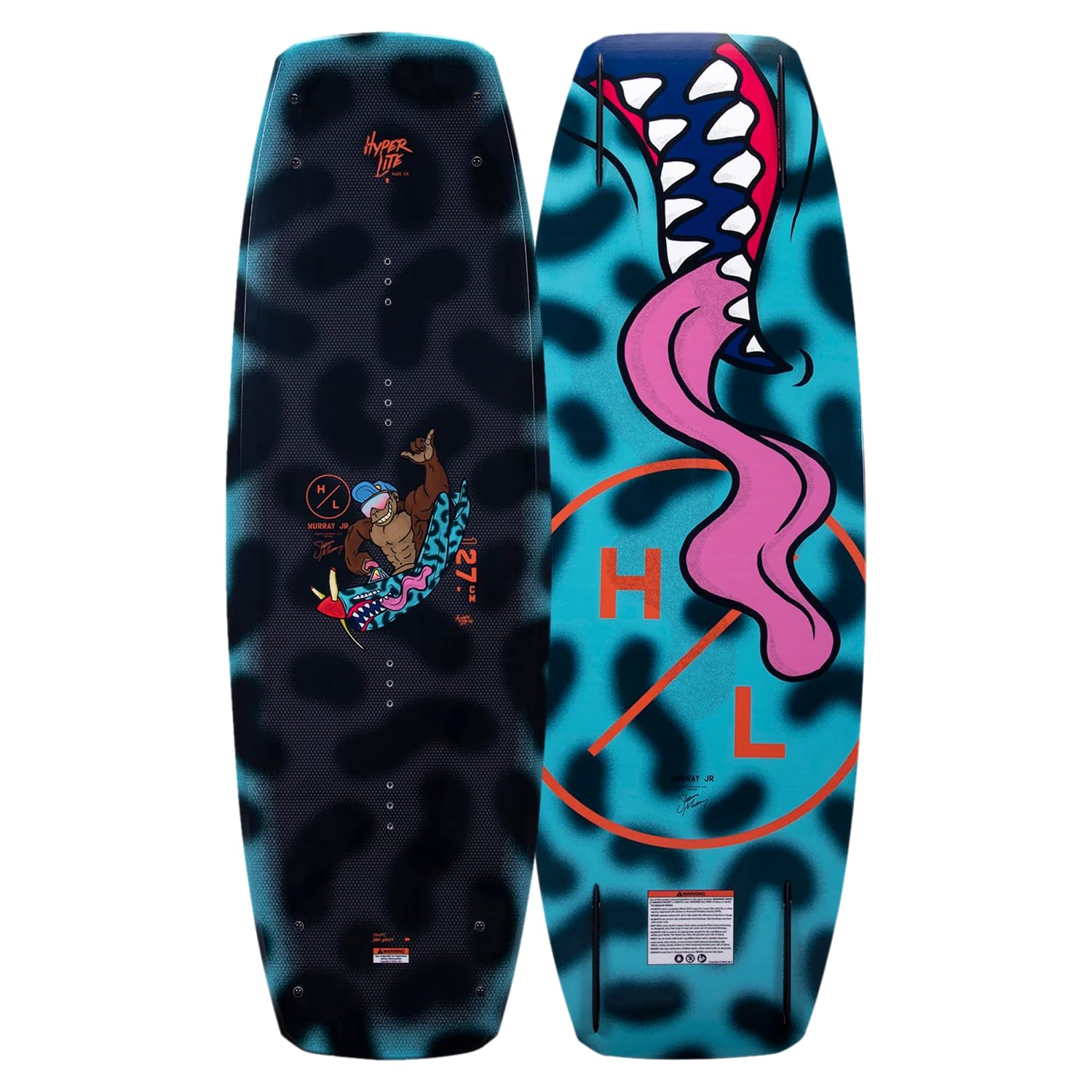 Hyperlite Murray Kids Wakeboard 127cm - Black/Aqua Design for Young Riders | Perfect for Beginners & Lake Adventures