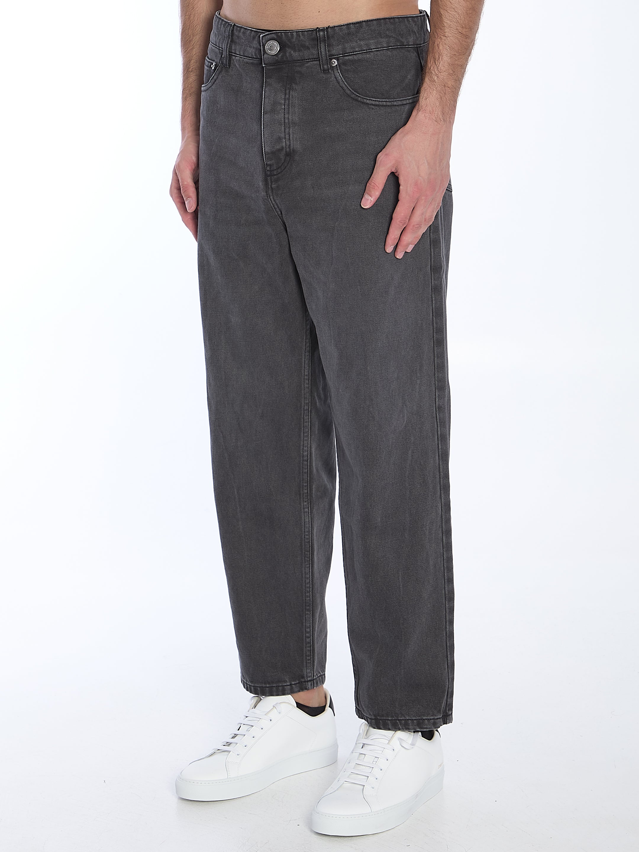 Ami Paris Women's Tapered Jeans - Slim Fit High Waist Stretch Denim Pants for Casual Wear & Everyday Outfits