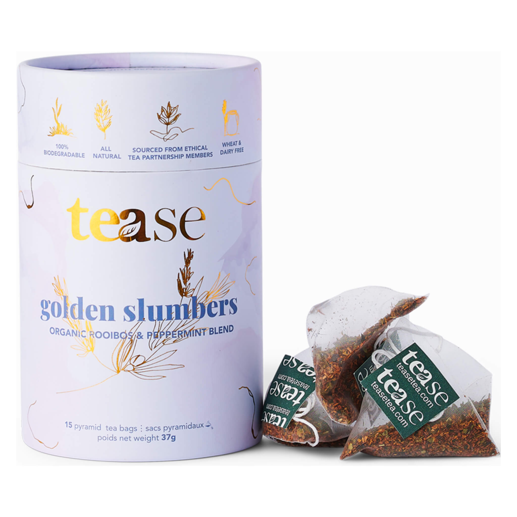 Golden Slumbers Organic Herbal Tea - Relaxing & Calming Blend for Stress Relief & Better Sleep - Perfect for Bedtime, Meditation & Nighttime Relaxation