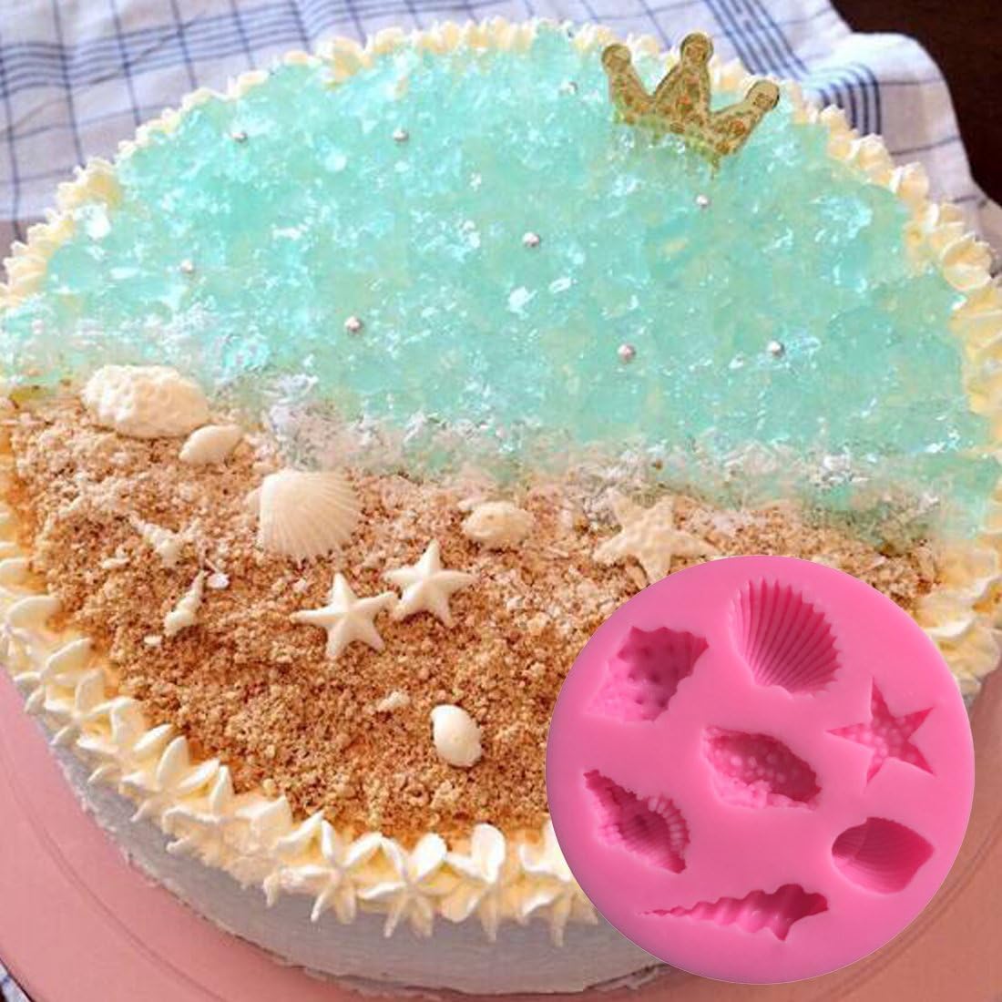 Premium 7-Cavity Sea Shell & Starfish Silicone Baking Mold for Chocolate, Fondant, Candy, Resin, Clay - Perfect for Beach Theme Cakes, Cupcake Toppers, and DIY Crafts - Ideal for Home Baking, Party Decorations, and Marine-Themed Desserts