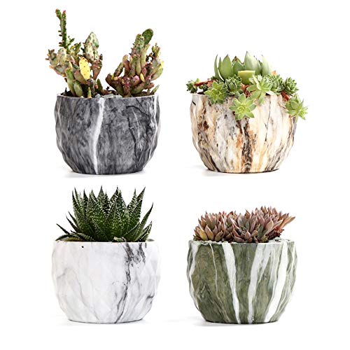 Modern Marbled Ceramic Plant Pots for Succulents, Cactus, Bonsai - 3.35 Inch Decorative Flower Planter with Drainage Hole | Perfect for Home, Office, Balcony & Gift Giving