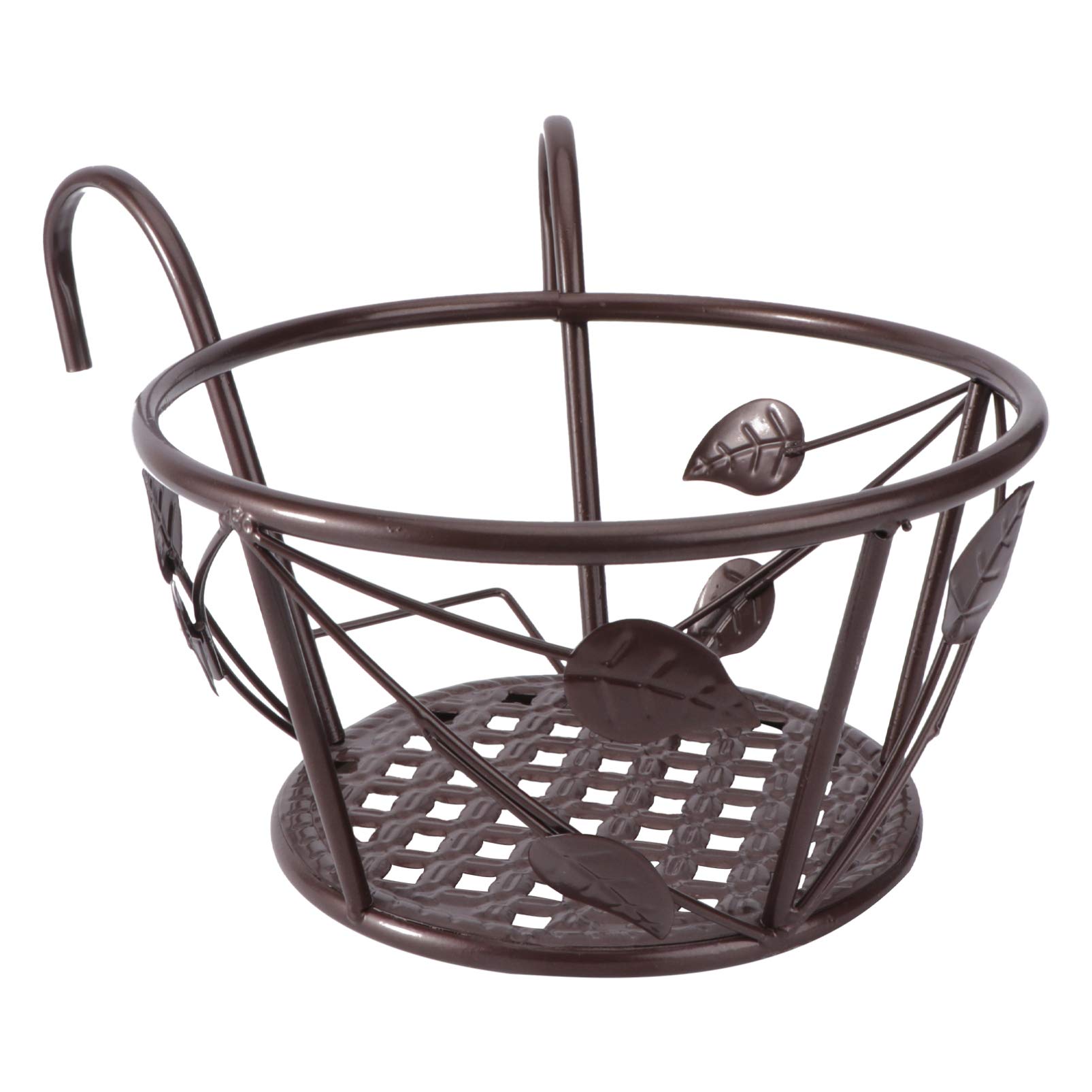 Iron Hanging Baskets for Plants - YARNOW Wall Mounted Flower Pot Holder, Over The Rail Metal Fence Planter for Balcony, Patio, Porch - Perfect for Outdoor Greenery & Vertical Garden Decor