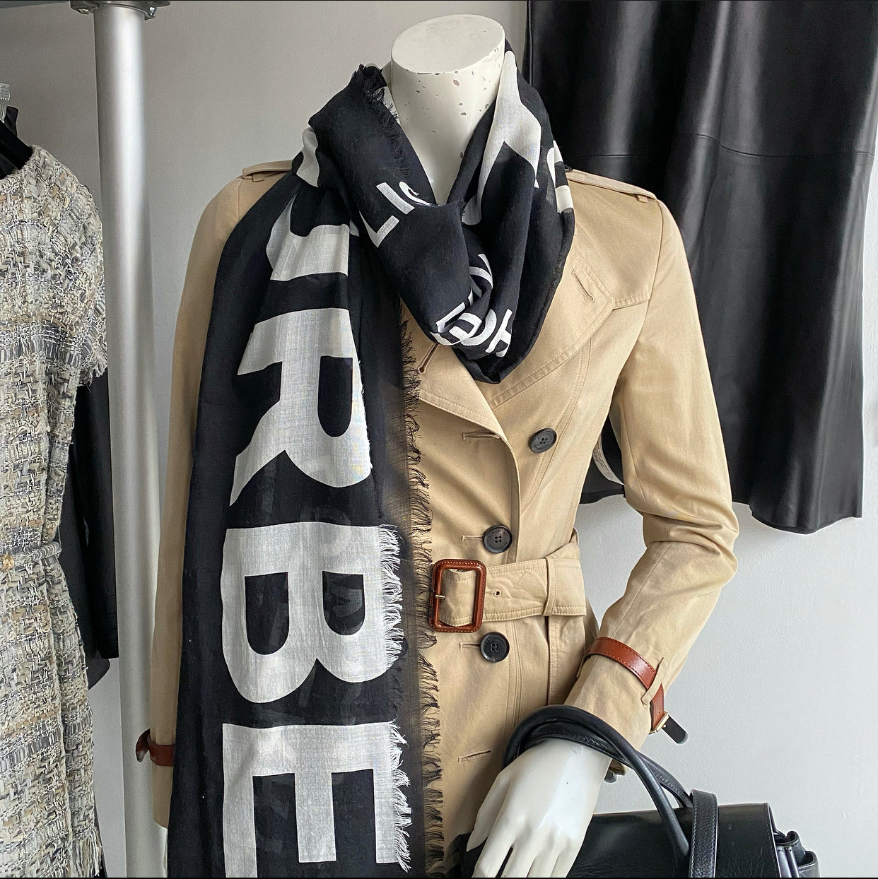 Burberry Black and White Check Cashmere Scarf - Luxury Winter Fashion Accessory for Women & Men - Perfect for Cold Weather, Office, and Travel