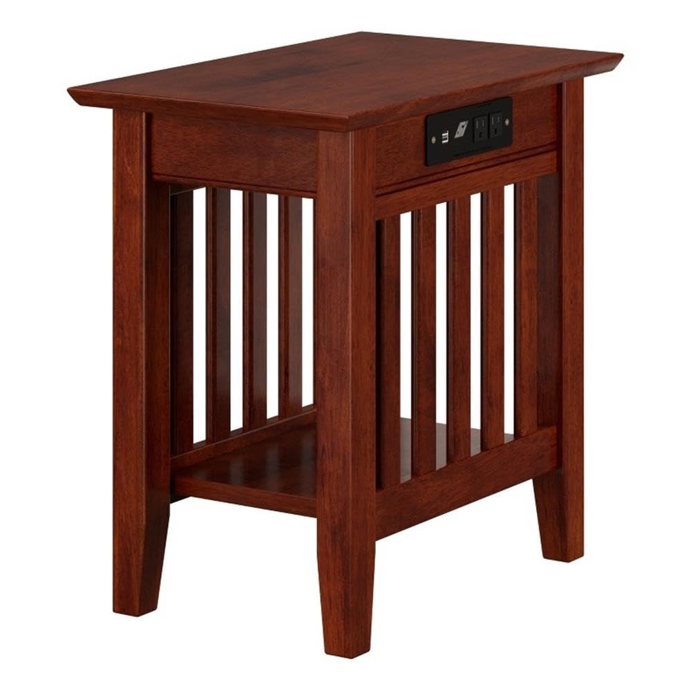 Fremont Chair Side Table with USB Charger - Modern End Table for Living Room, Bedroom, or Office - Convenient Charging Station for Phones & Devices