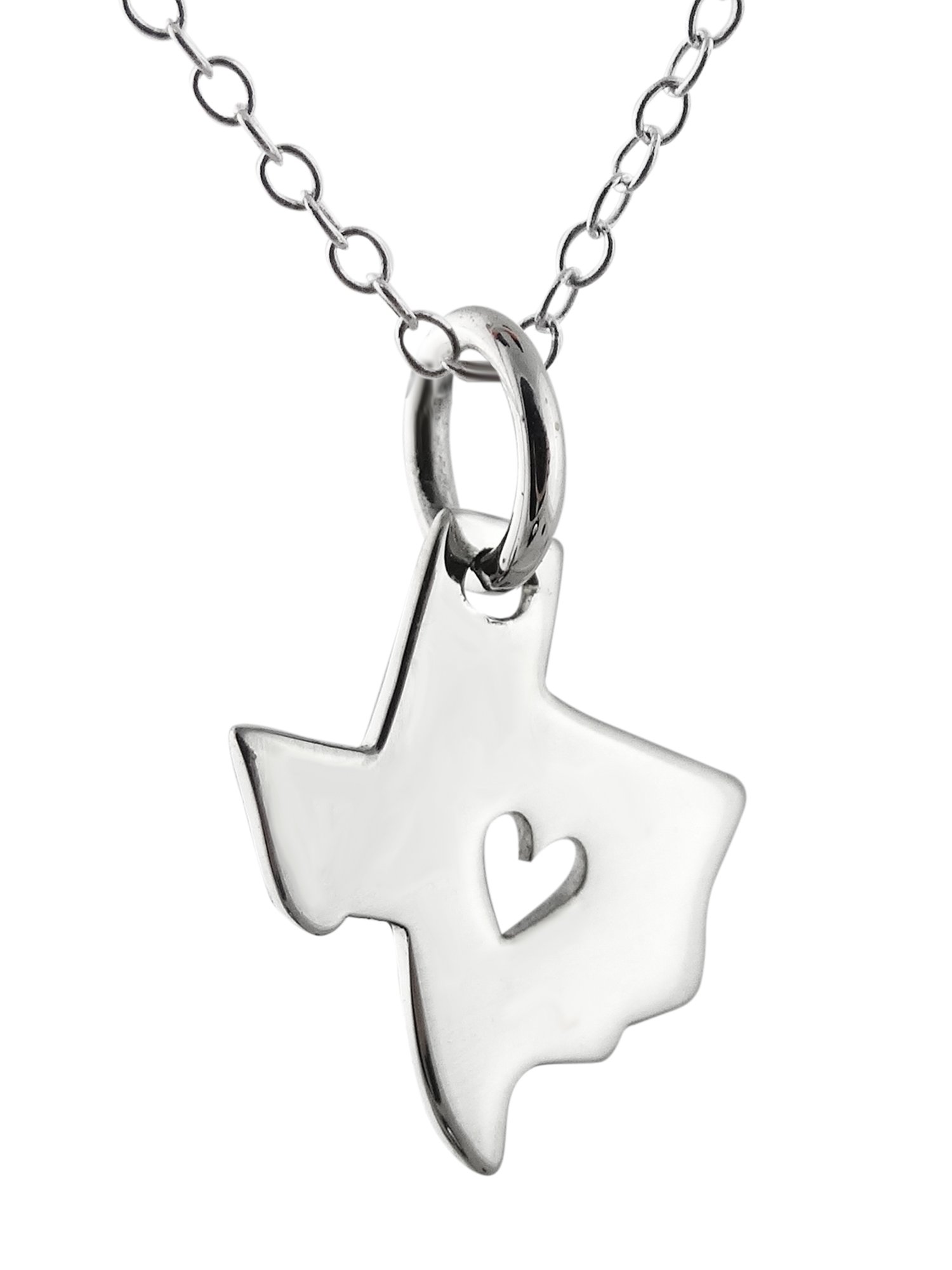 Texas State Heart Charm Necklace - 18 Inch Sterling Silver Pendant for Women | Perfect for Gifts, Anniversaries & Texas Pride