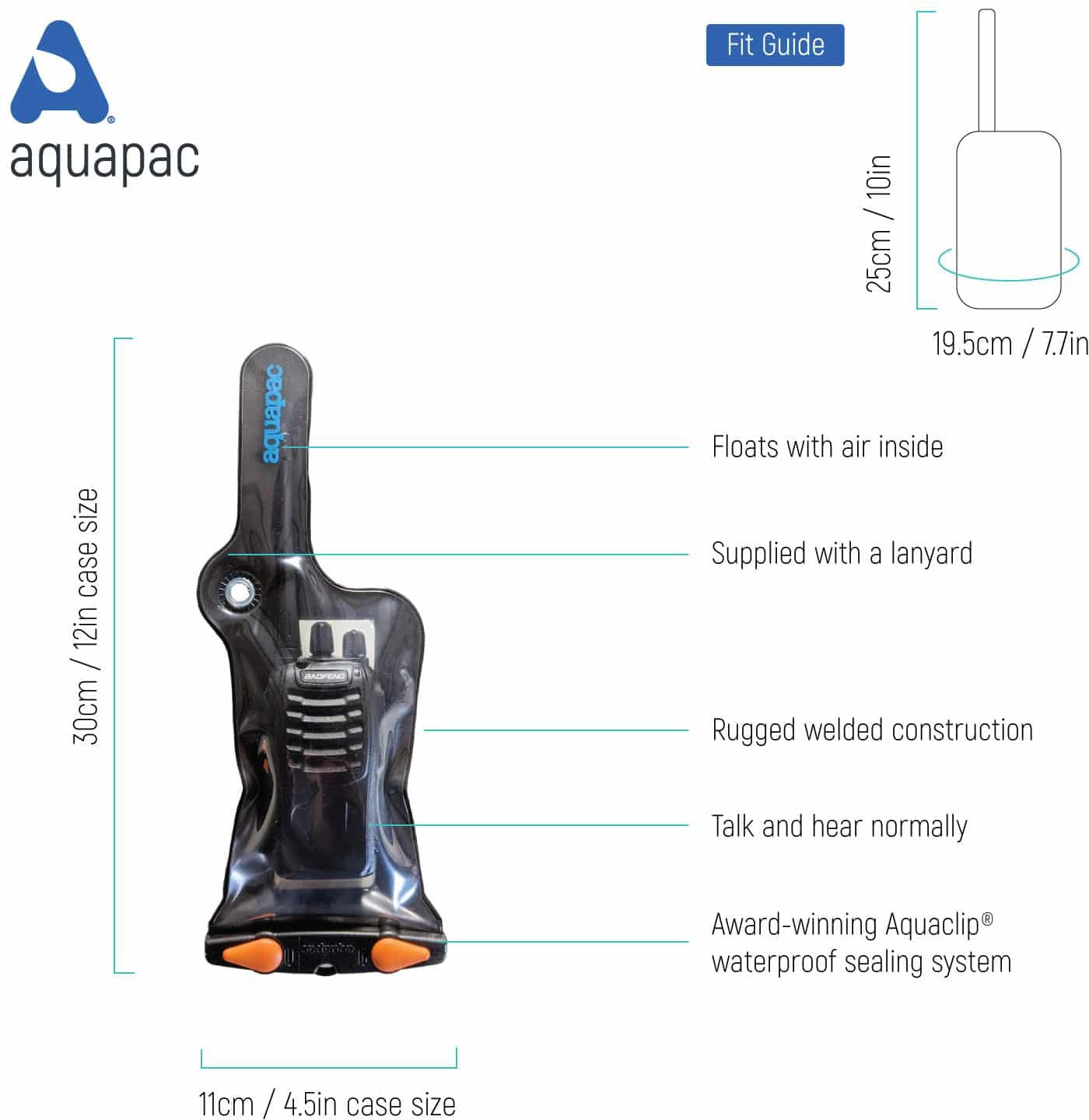 Aquapac Waterproof VHF Radio Case - IPX8 Certified Dry Bag for Marine, Boating & Outdoor Adventures - Keep Your Radio Safe in Rain, Splashes & Storms
