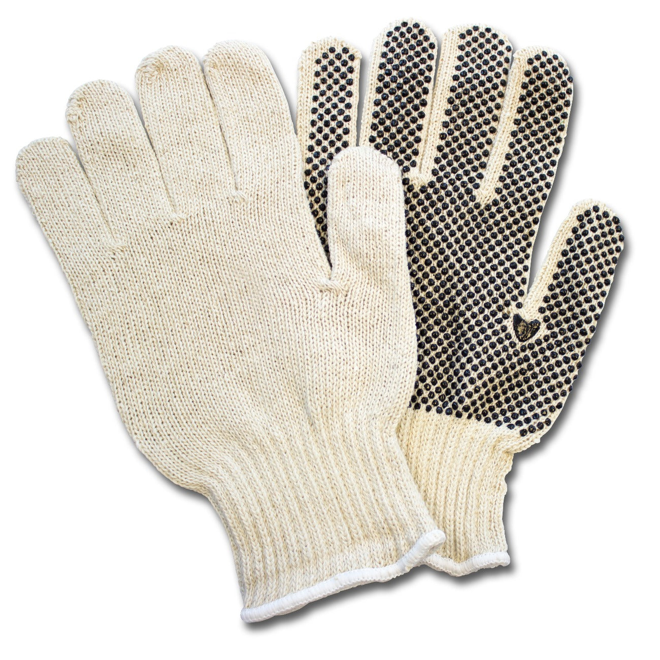 Premium Cotton Knit Gloves with 1-Sided PVC Dot Grip - 12 Pairs - Non-Slip Work Gloves for Gardening, Construction, and DIY Projects