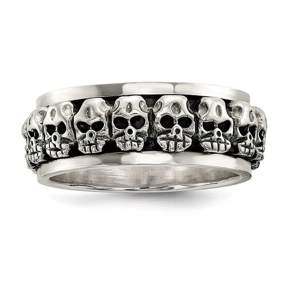925 Sterling Silver Spinning Skull Ring for Men & Women - Vintage Gothic Punk Jewelry - Perfect for Halloween, Biker Gangs & Rock Fashion Accessories