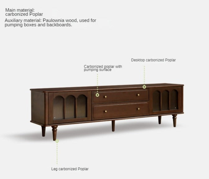 Stylish Poplar Solid Wood TV Stand - American Modern Design for Living Room & Home Theater Setup