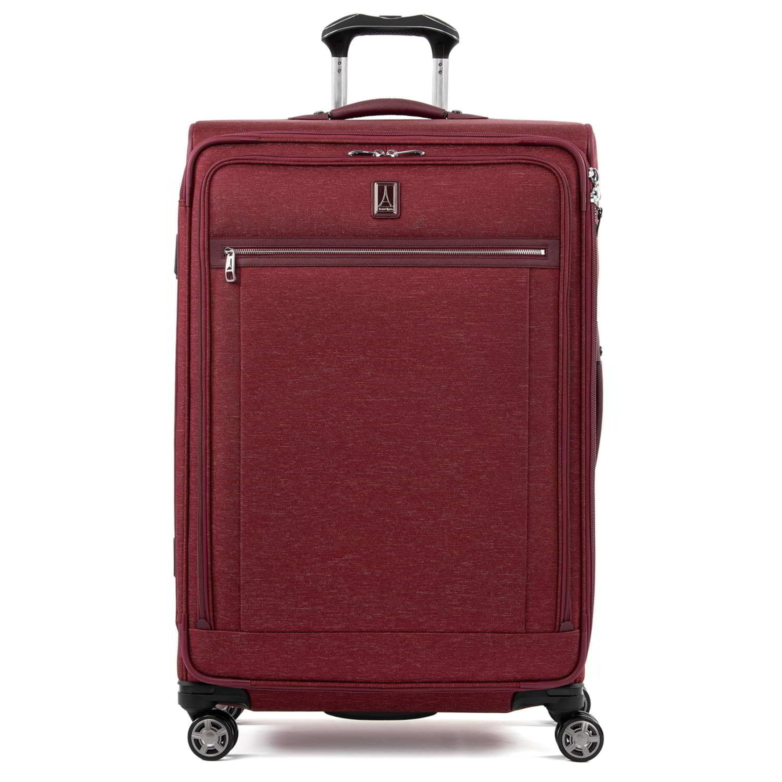 Travelpro Platinum Elite Expandable 29-Inch Large Checked Luggage with 8 Spinner Wheels & TSA Lock - Durable Softside Suitcase for Men & Women in Bordeaux Red - Perfect for International Travel & Business Trips