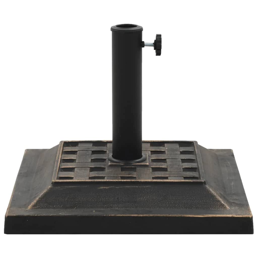 vidaXL 26.5 lb Bronze Square Polyresin Parasol Base - Heavy Duty Umbrella Stand with Locking Bolt for Sunshade, Perfect for Garden, Lawn, Backyard, Patio & Outdoor Use
