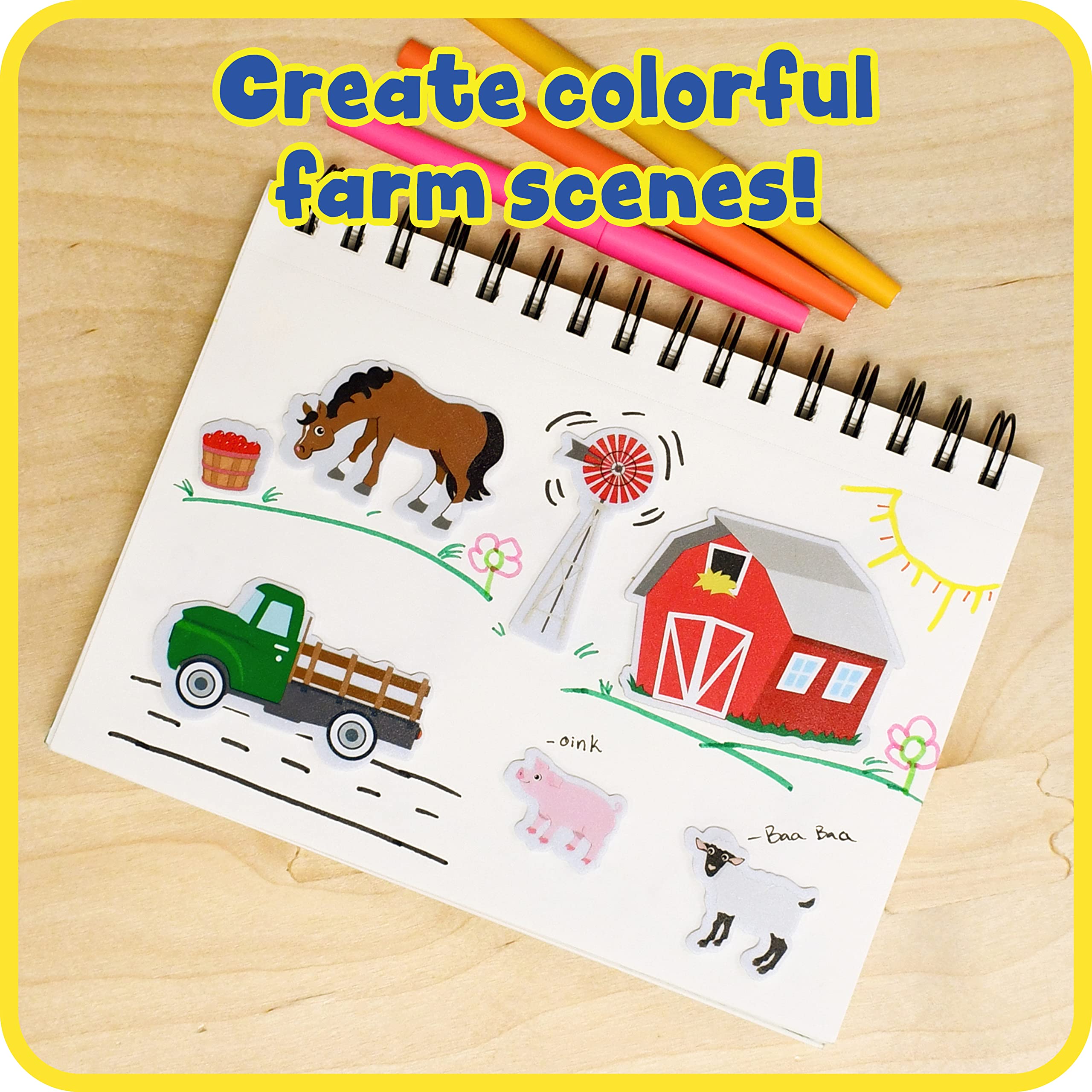 READY 2 LEARN Farm Animal Foam Stickers - 180 Self-Adhesive Craft Stickers for Kids, Classroom Activities & Party Favors - Perfect for Scrapbooking, DIY Projects & Children's Art Crafts