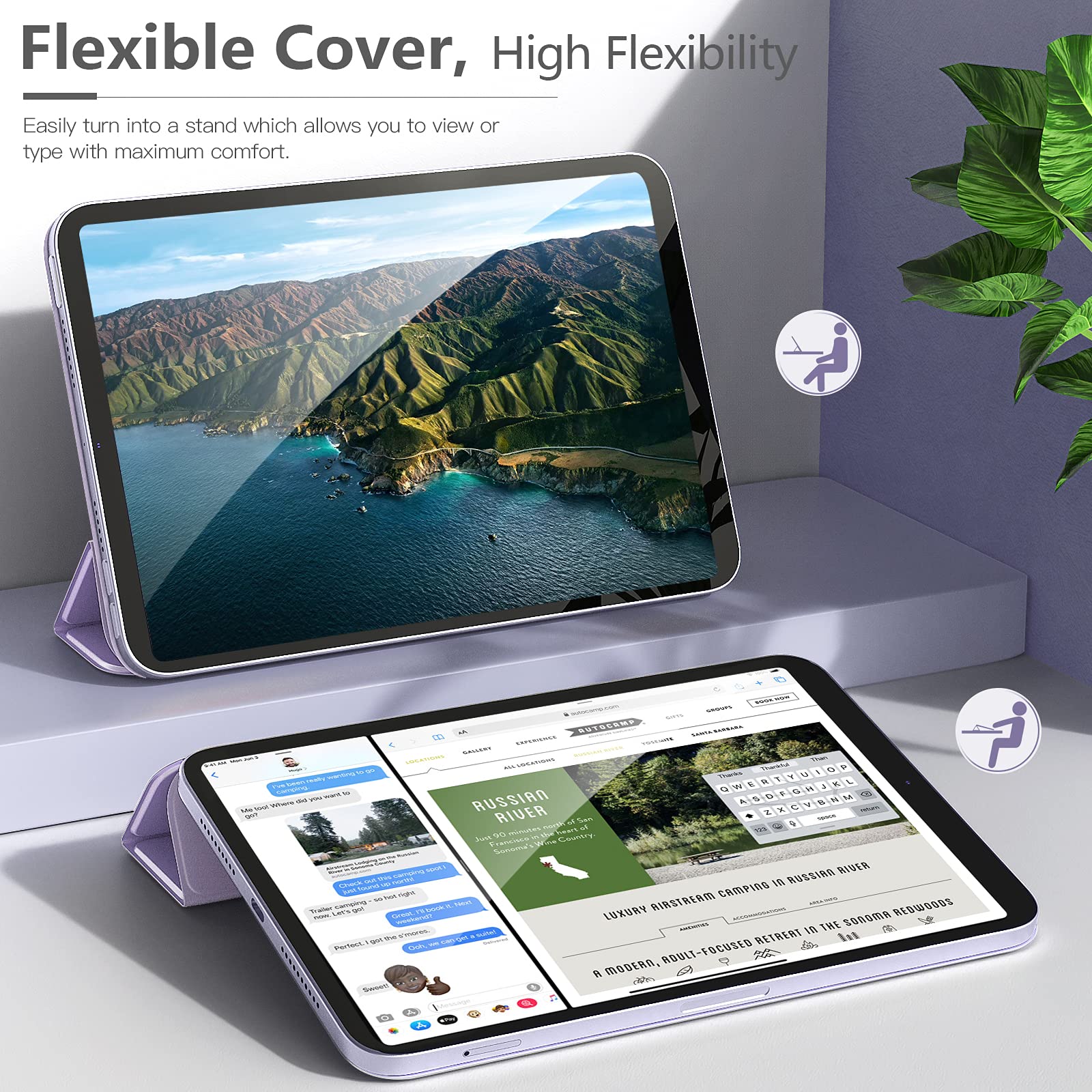 TiMOVO Magnetic Smart Folio Case for iPad Mini 7 (2024) & iPad Mini 6 (2021) - 8.3 Inch Trifold Stand Cover with Apple Pencil Pro Support | A17 Pro Compatible | Taro Purple | Perfect for Work, Study & Travel