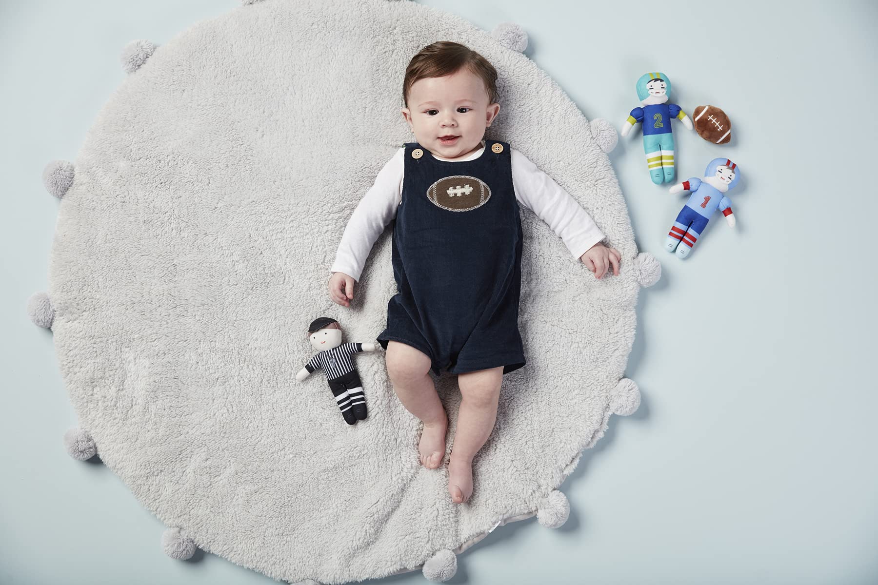 Mud Pie Baby Boys Football Shortall Romper - Cute and Comfortable Outfit for Toddlers - Perfect for Playtime, Parties, and Photo Shoots