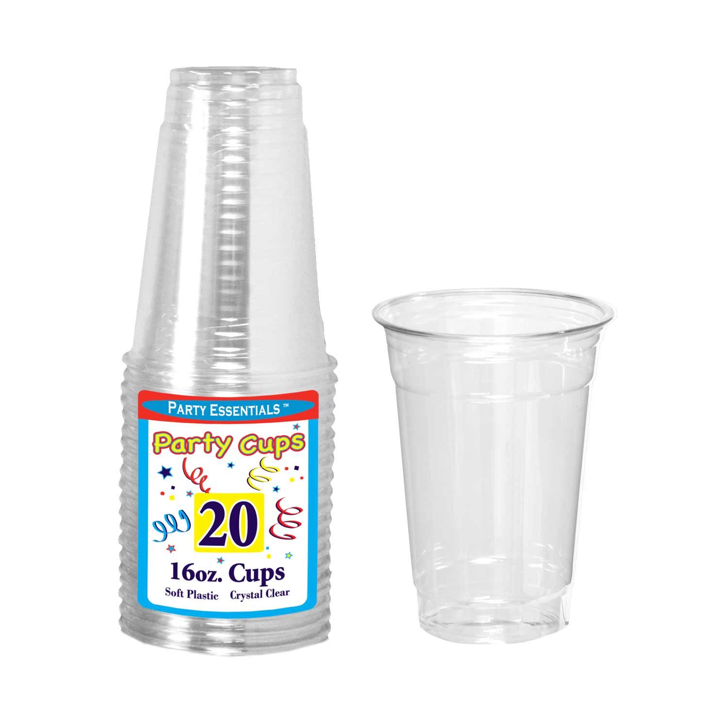500-Pack 16oz Clear Plastic Party Cups - Disposable Soft Drink Cups for Parties, Events, Picnics & BBQs - Bulk Case of 500 Cups